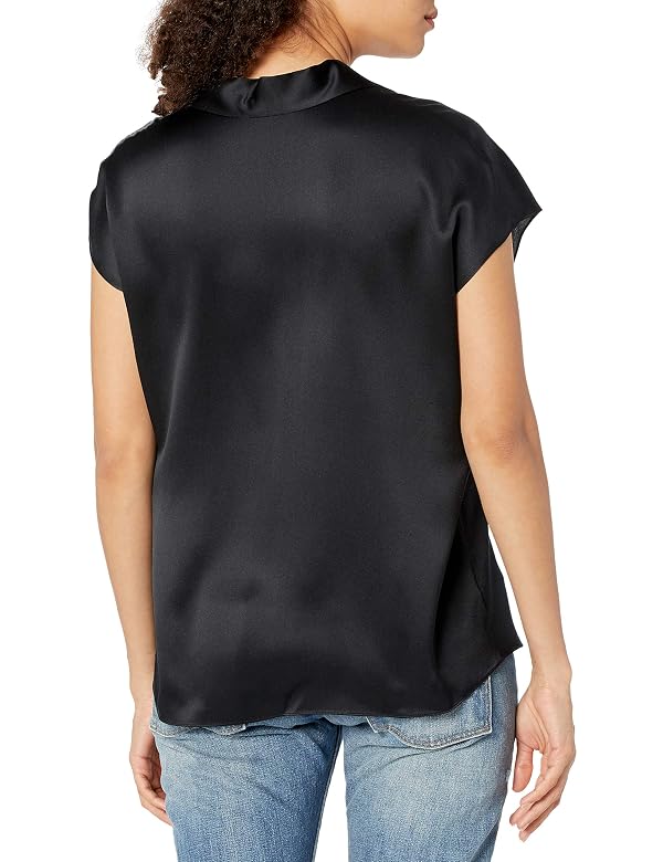 Vince Women's Shaped Collar Cap Sleeve Blouse, Black, XX-Small by Vince - Image 2