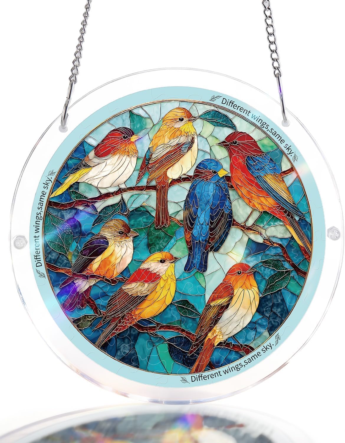 Acrylic Puzzles Suncatcher Glowing Feather Puzzle, Acrylic Suncatcher Puzzles for Doors Garden, Mother's Day Christmas Birthday Gifts for Women Men (S - 7.4 * 7.4in)