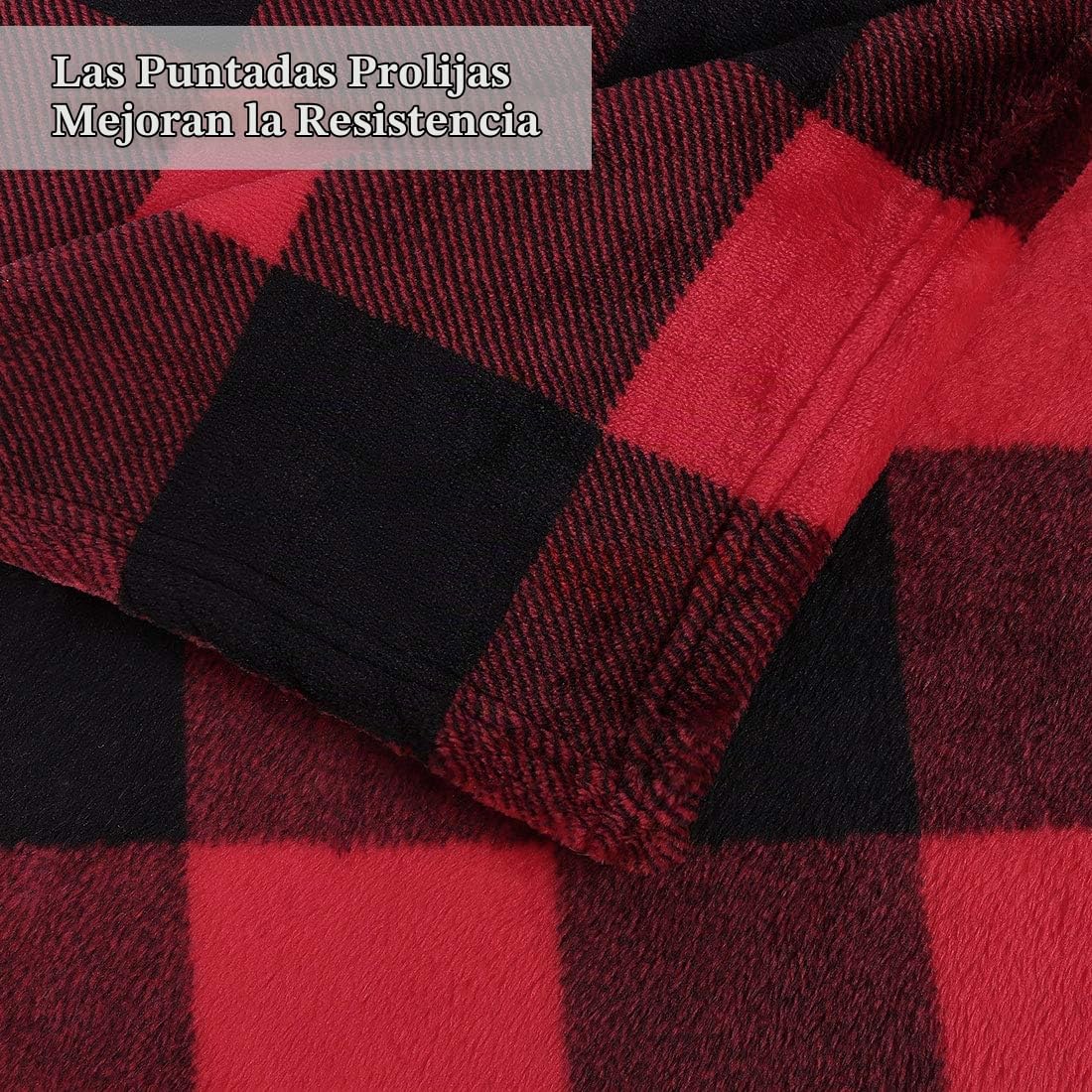 PICCOCASA Manta Cama Polar de Franela a Cuadros, Manta Sofá Suave a Cuadros de Búfalo, Manta Decorativa Ligera de Felpa para Sofá Cama Silla, Rojo y Negro 75 x 100 cm