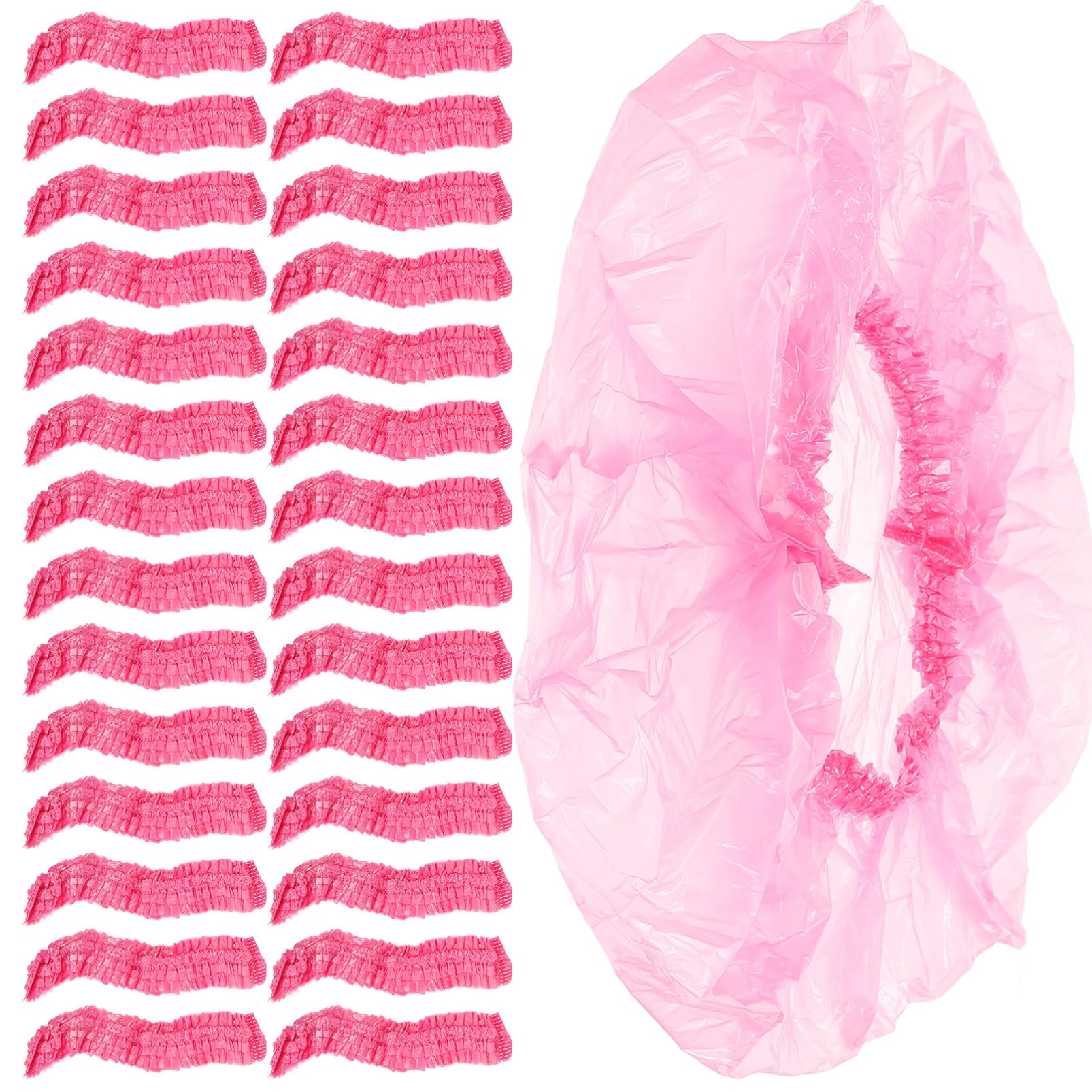 Veemoon Cuffie da Doccia Donna Impermeabili Rosa Usa e Getta in Plastica Elastiche Grandi 44cm Leggere per Bagni e Viaggi Confezione 500 Pezzi