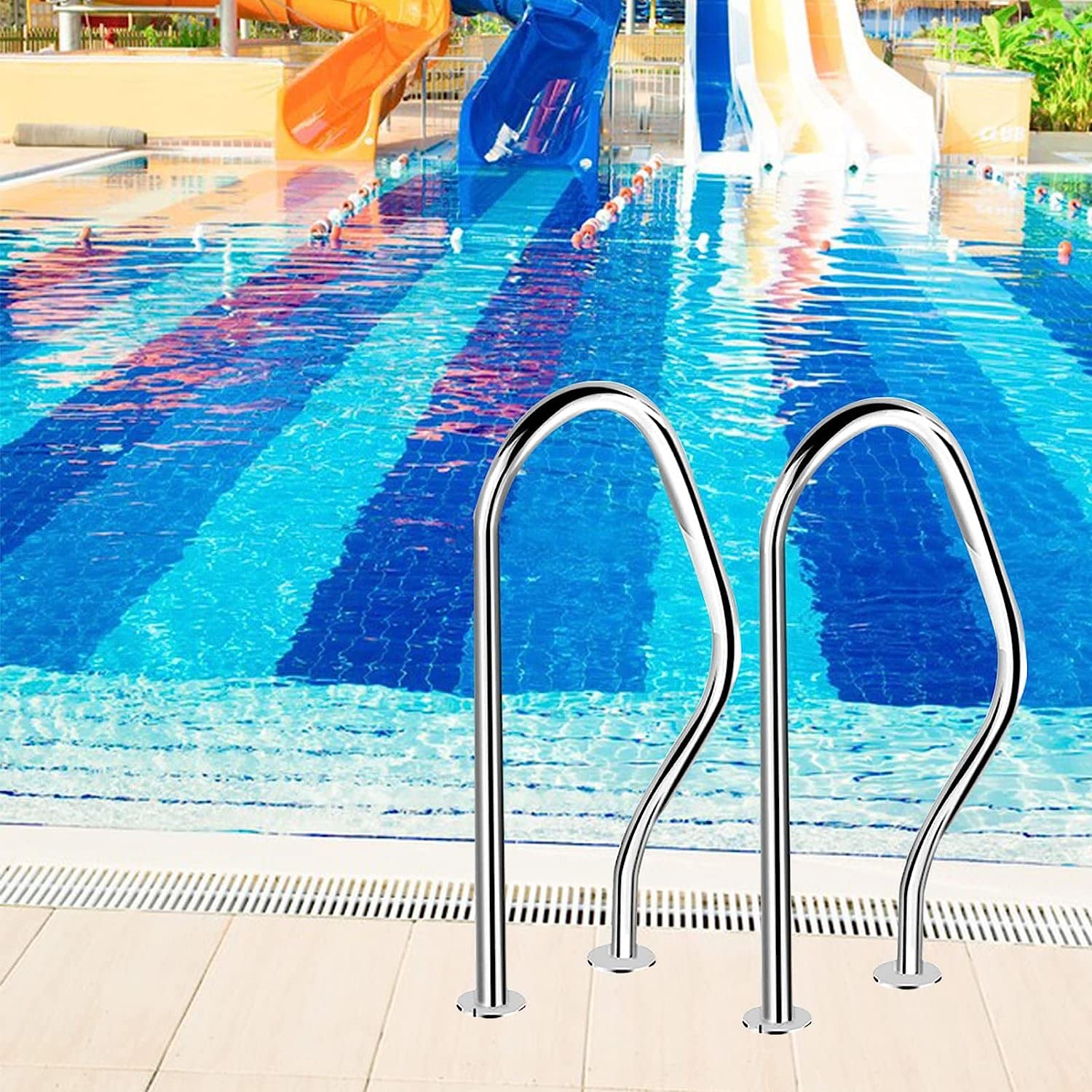 Sdgeryeeg One Color Handrail， Swimming Pool Railing For Inground, 31.5"X8.8"X18.5" Bend Handrail Garden Backyard Pools Hand Rail