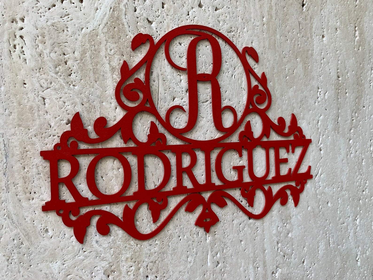 Personnalisé Signe avec Nom pour Mur, Cadeau de Mariage, Anniversaire, Extérieur Plaque de porte en Métal, Art Décoration Murale, Nom de Famille, Panneau, Monogramme Lettre, Initiale personnalisée
