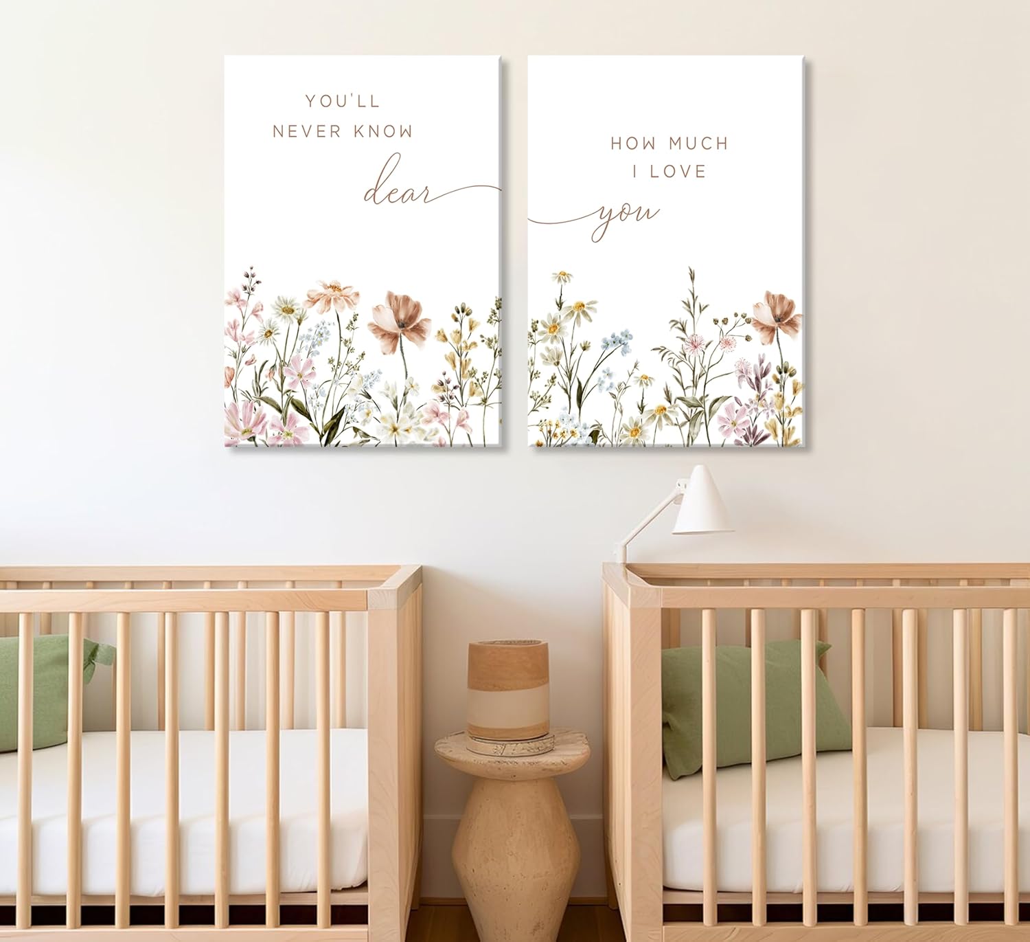 2 Pcs Wildflower Nursery Canvas Wall Art Flower Botanical Sentence Poster Painting Picture Wall Decor Boho Girl Nurseries PrintArtwork for Nursery Baby Room Living Room Bedroom Home Decoration Canvas 16L" x 12W" image 6 of 7 B0DJ2SXHH5