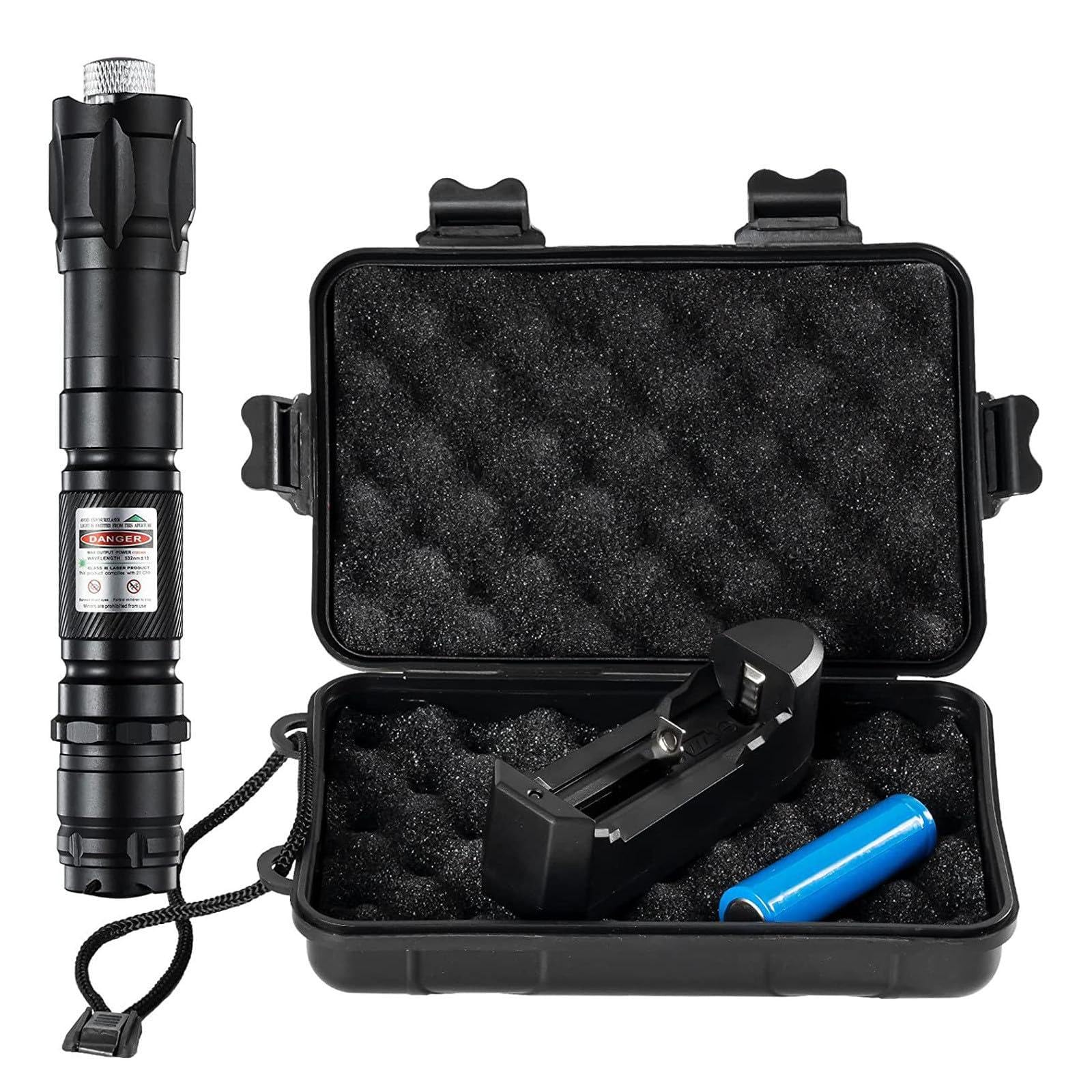 4000 Ultra-High Lumens Iaser with Rechargeable Set, Aluminum Alloy with One Character Cross 1 Electric 1 Charging Rack, 5 Modes for Outdoor and Emergency Use (Green)