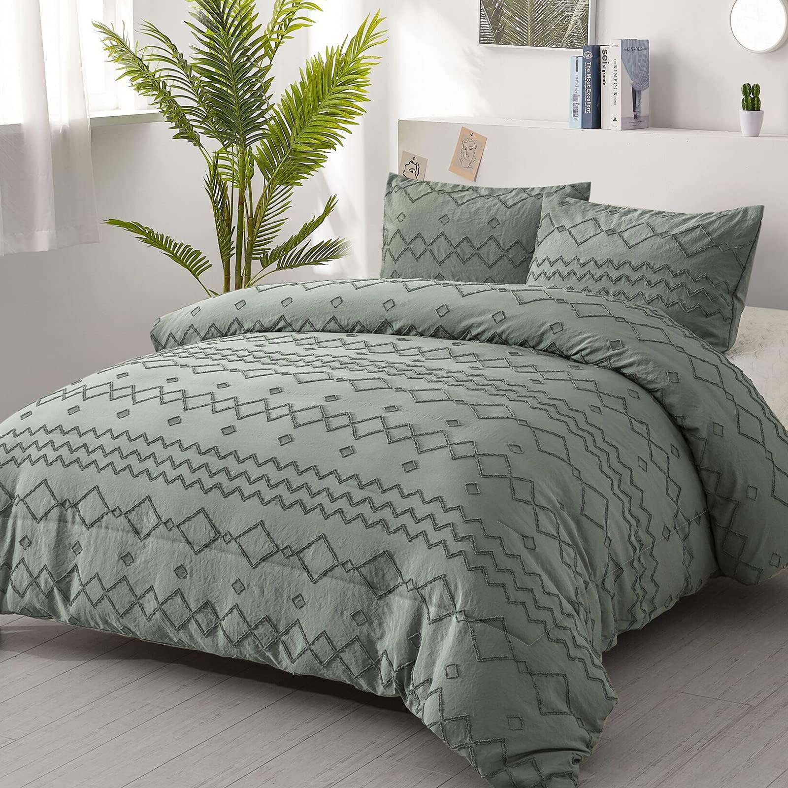 Oli Anderson Boho Comforter Set Queen, 3 Pieces Tufted