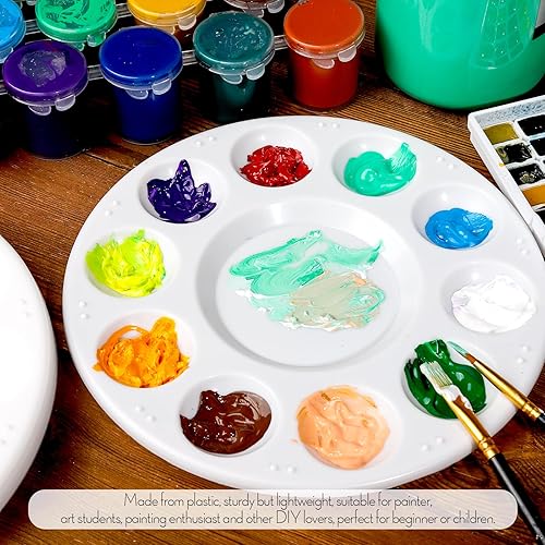 Miniatura 4 de FANDAMEI Paletas de bandeja de pintura redonda blanca, bandeja de paleta de pintura, paleta de bandeja de pintura de plástico, paletas de pintura