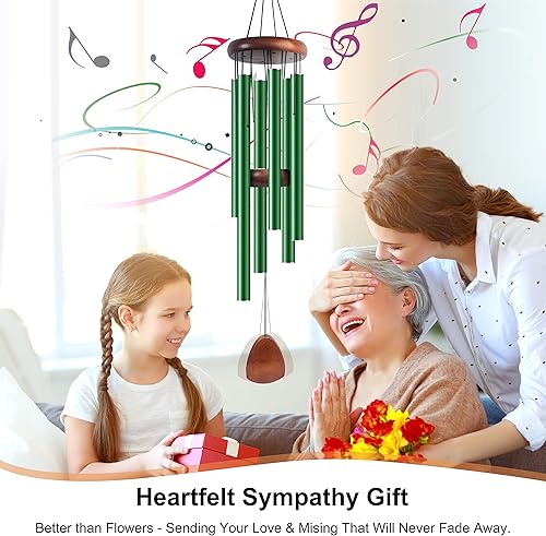 Vista 42 de Campanillas de viento grandes de aluminio de 37 pulgadas para crear un ambiente zen, adecuadas para exteriores, con atrapador de viento, adecuadas