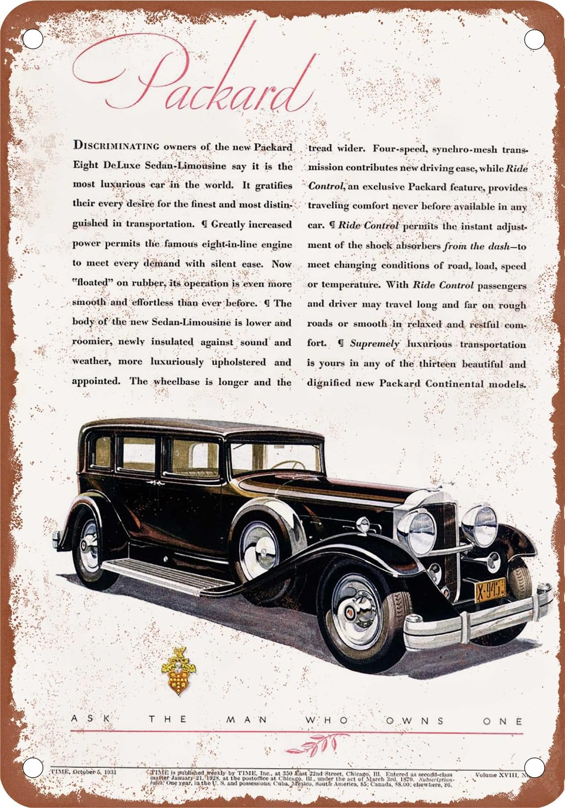METAL SIGN - 1932 Packard Vintage Ad 07 - Old Retro Rusty Look home decor