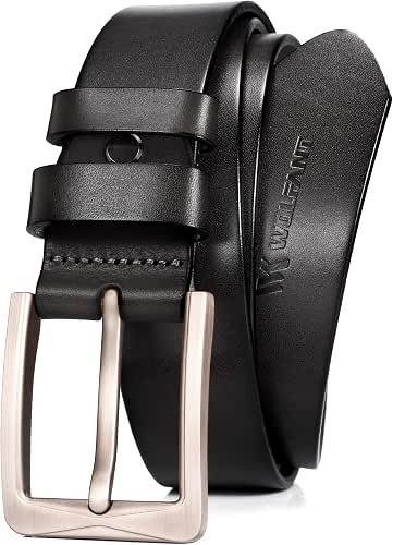WOLFANT 1.5" Full Grain Leather Belt for Men in Gift
