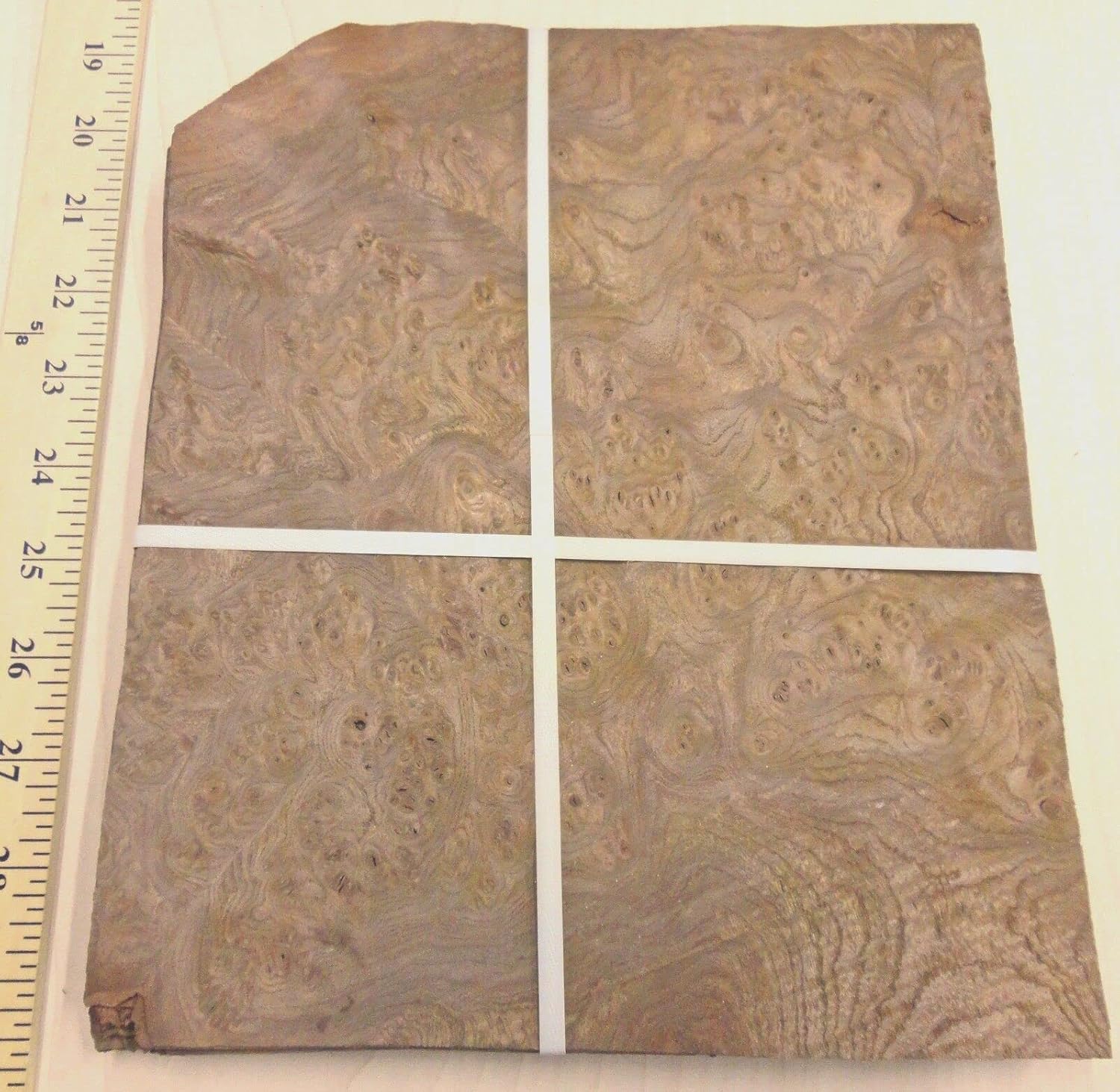 Carpathian Elm Burl Wood Veneer 9" x 10" with no Backing raw Veneer AAA Grade