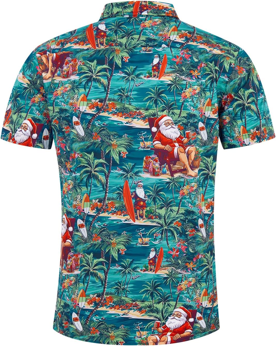 uideazone Mens Ugly Christmas Hawaiian Shirts Santa Claus Party Tropical Shirt M-4XL - Image 4