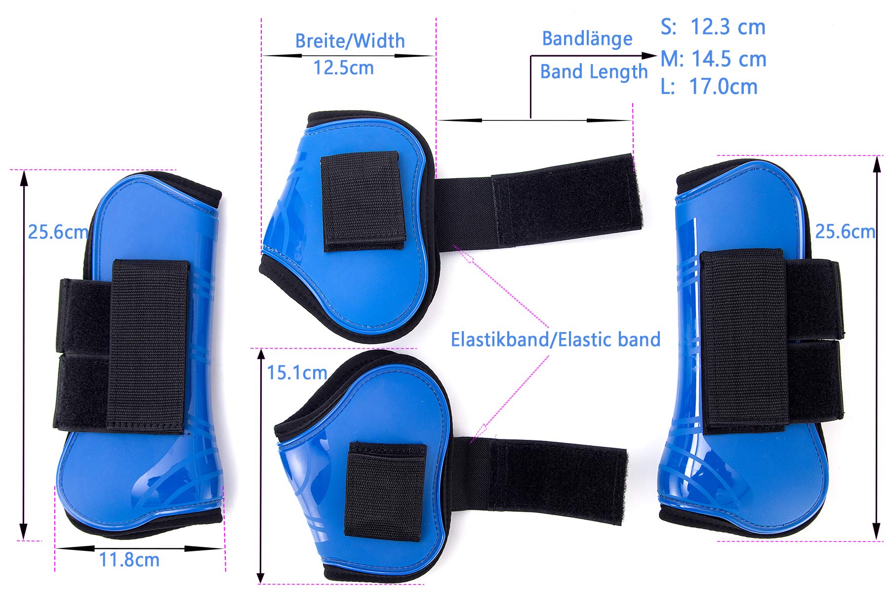Merauno® Horse Gaiters Set of 4 Gaiters for Front Rear Hard Shell and Touch Fasteners Fastening for Men and Women PU Robust Elastic Tendon Boots Classic (L(WB) - Image 3