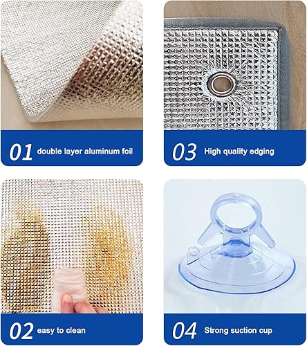 Miniatura 6 de Película opaca reflectante de privacidad para ventana, lámina de aluminio, película aislante no adhesiva, impermeable, resistente a los arañazos,