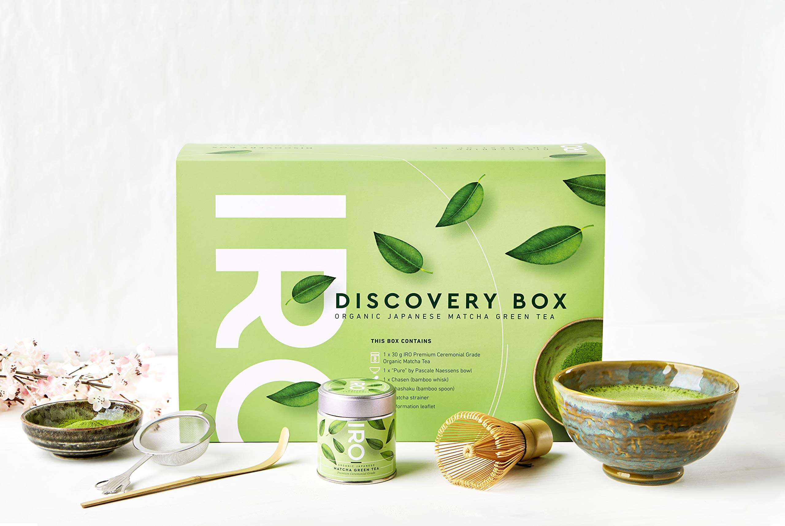 IRO Discovery Box Thé Matcha japonais premium BIO, coffret découverte rituel du thé Matcha, contient tout pour préparer le thé Matcha à la perfection