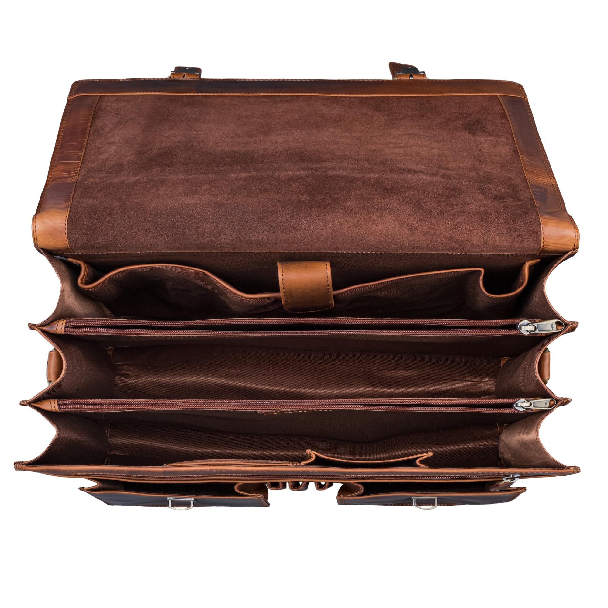 STILORD 'Anton' Echtleder Aktentasche XL - 15.6" Laptopfach - aufsteckbar - Verbesserte Version Farbe:Sesto - Cognac