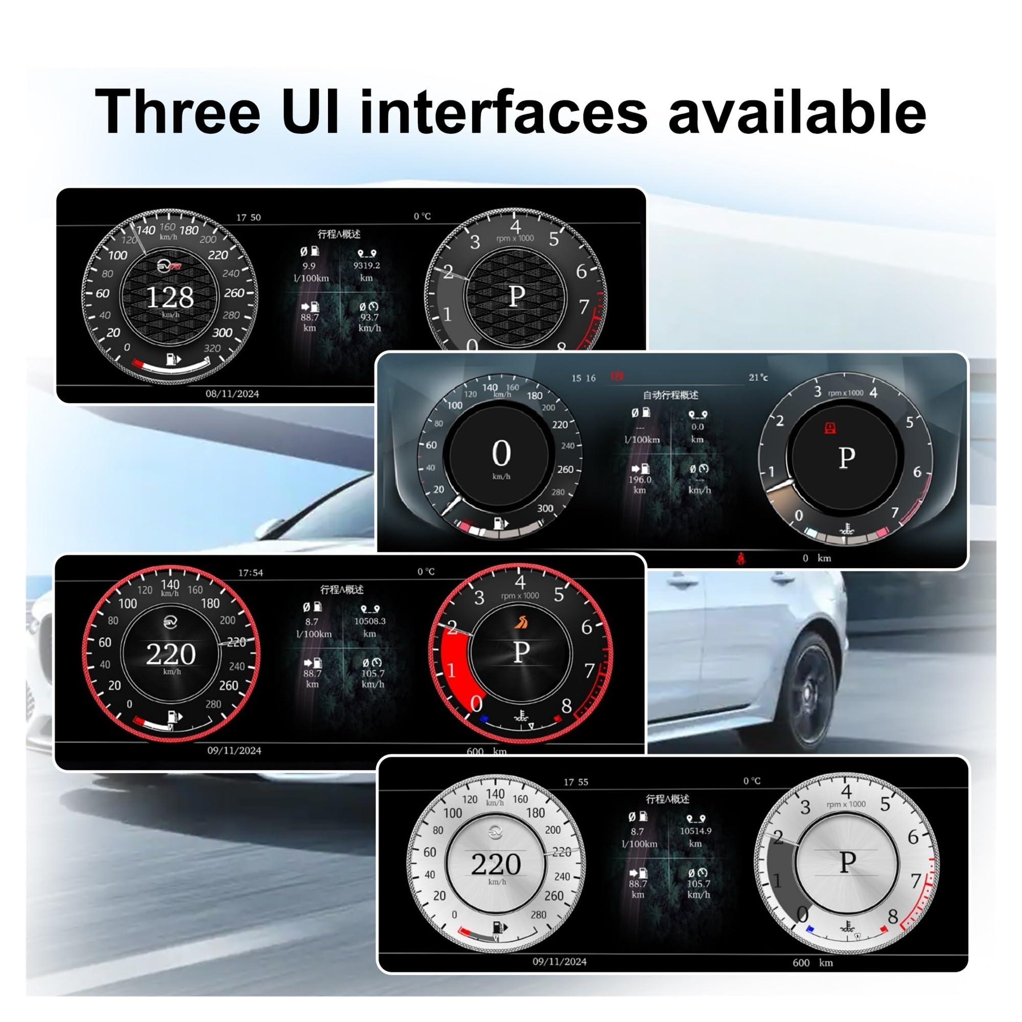 Grupo de instrumentos digitales Compatible con Jaguar XJL 2010-2015 Panel de instrumentos LCD Velocímetro iOS CarPlay