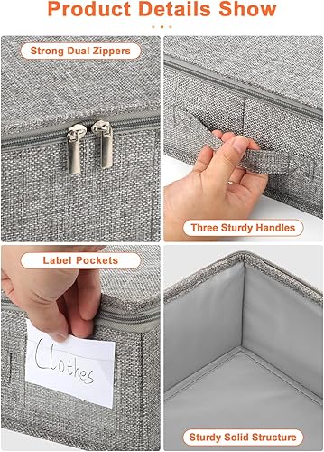 Miniatura 6 de punemi Almacenamiento de perfil bajo debajo de la cama, contenedores de almacenamiento debajo de la cama de 5 pulgadas de alto con paredes laterales