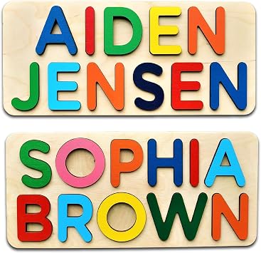 Personalized Wooden Name Puzzle for Kids Personalized Early Learning Toys for Babys First Customized Baby Name Puzzle Custom 1st Birthday Gift Wood