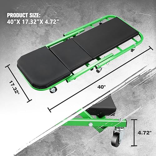 Miniatura 129 de DNA MOTORING TOOLS-00186 - Asiento plegable 2 en 1 de 40 pulgadas, 6 ruedas de 2 pulgadas, capacidad de peso de 330.7 lbs, color rojo