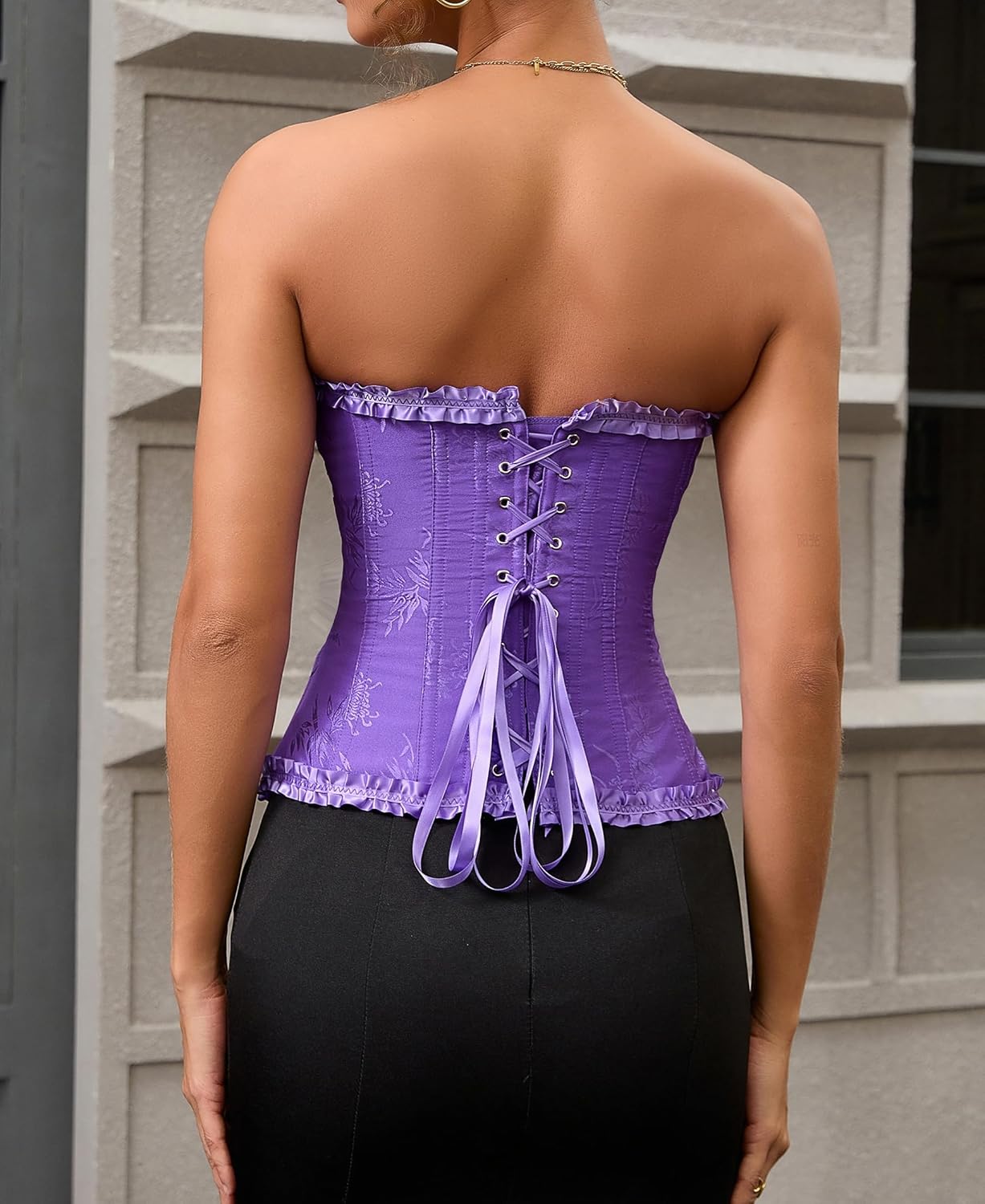 SZIVYSHI Corset Tops for Women, Bustier Shapewear Lingerie, Lace Waist Push Up Bodysuit - Image 4