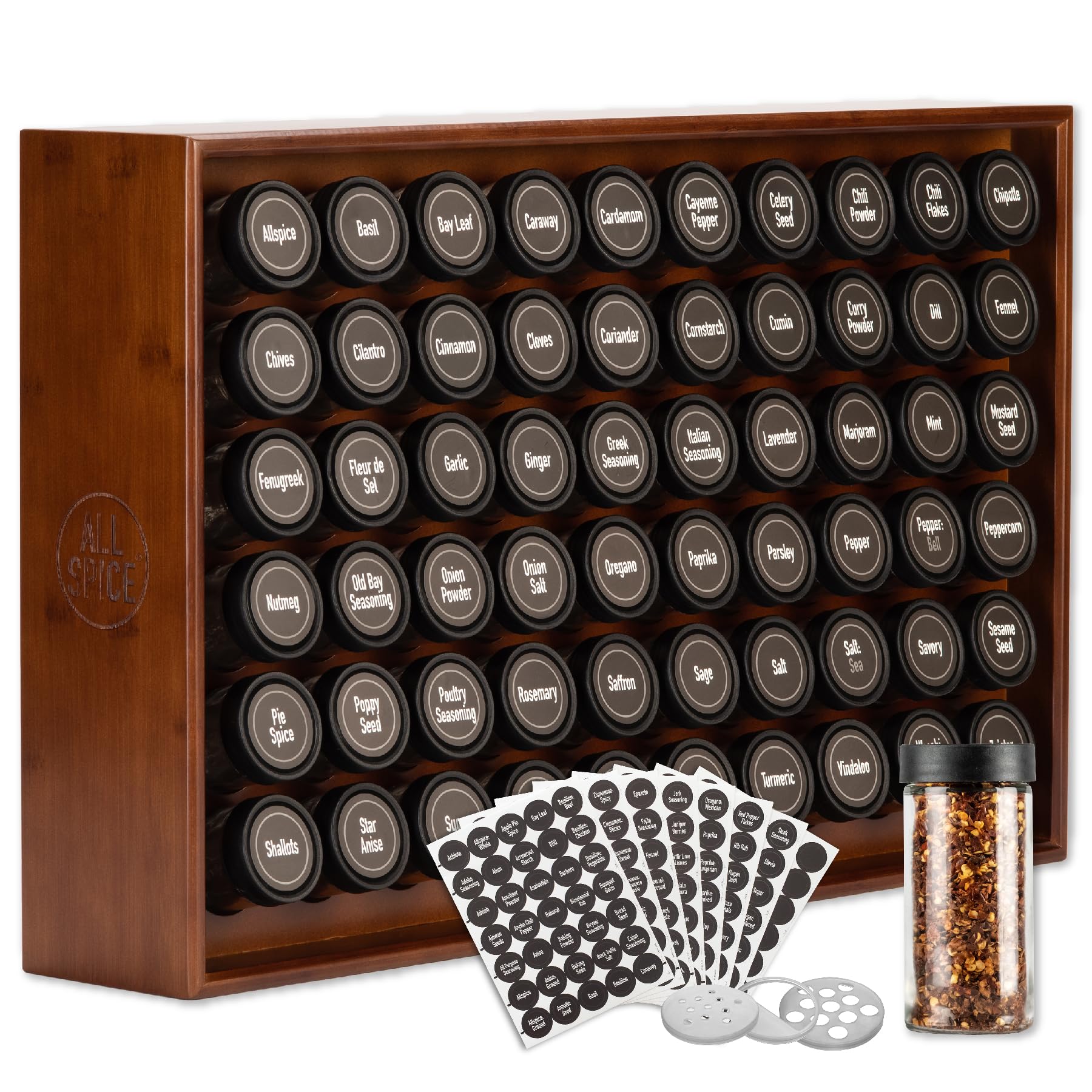 Amazon.com: AllSpice Spice Rack Organizer, Wood, 525 Unique Labels
