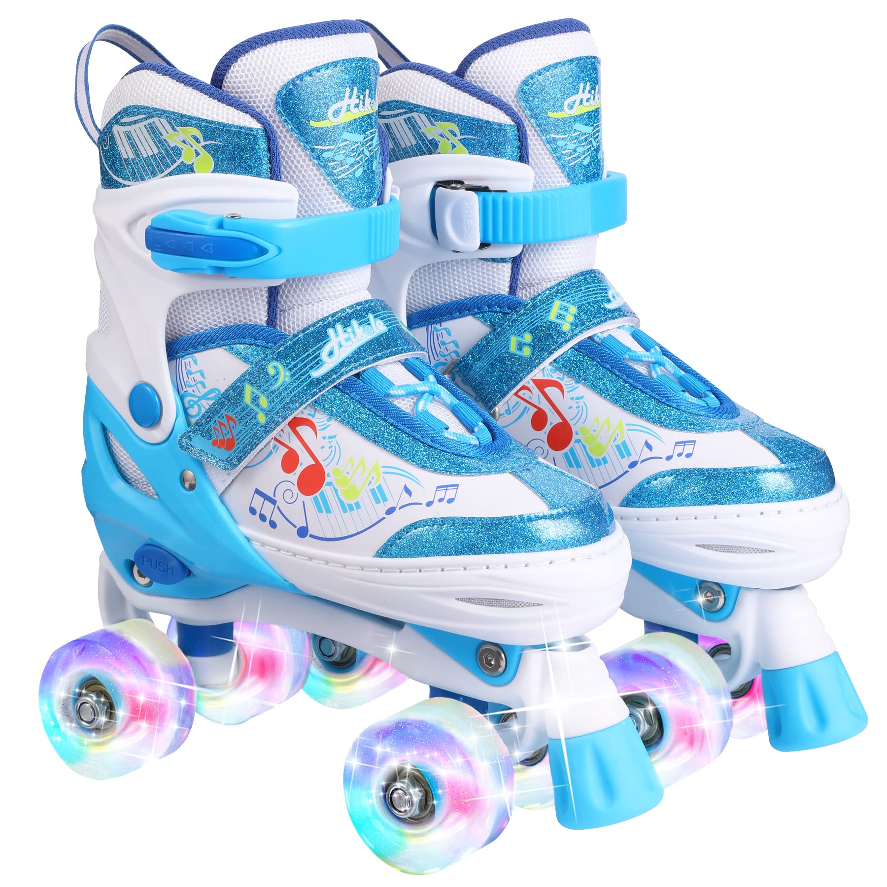 Hikole Roller Skates for Girls and Boys,4 Size Adjustable Kids Roller Skates with 8 Light Up Wheels,Toddler Skates for Outdoor & Indoor
