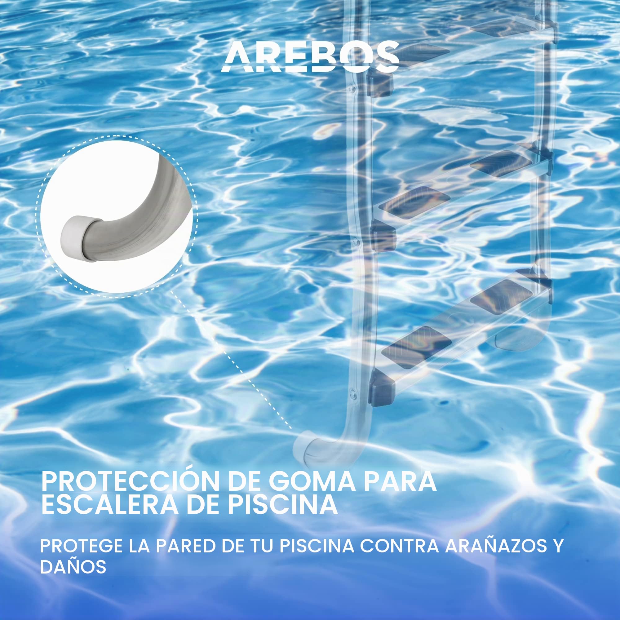 Arebos – Acero Inoxidable Escalera para Piscina de | 3 o 4 peldaños | con antirutschpads en los peldaños