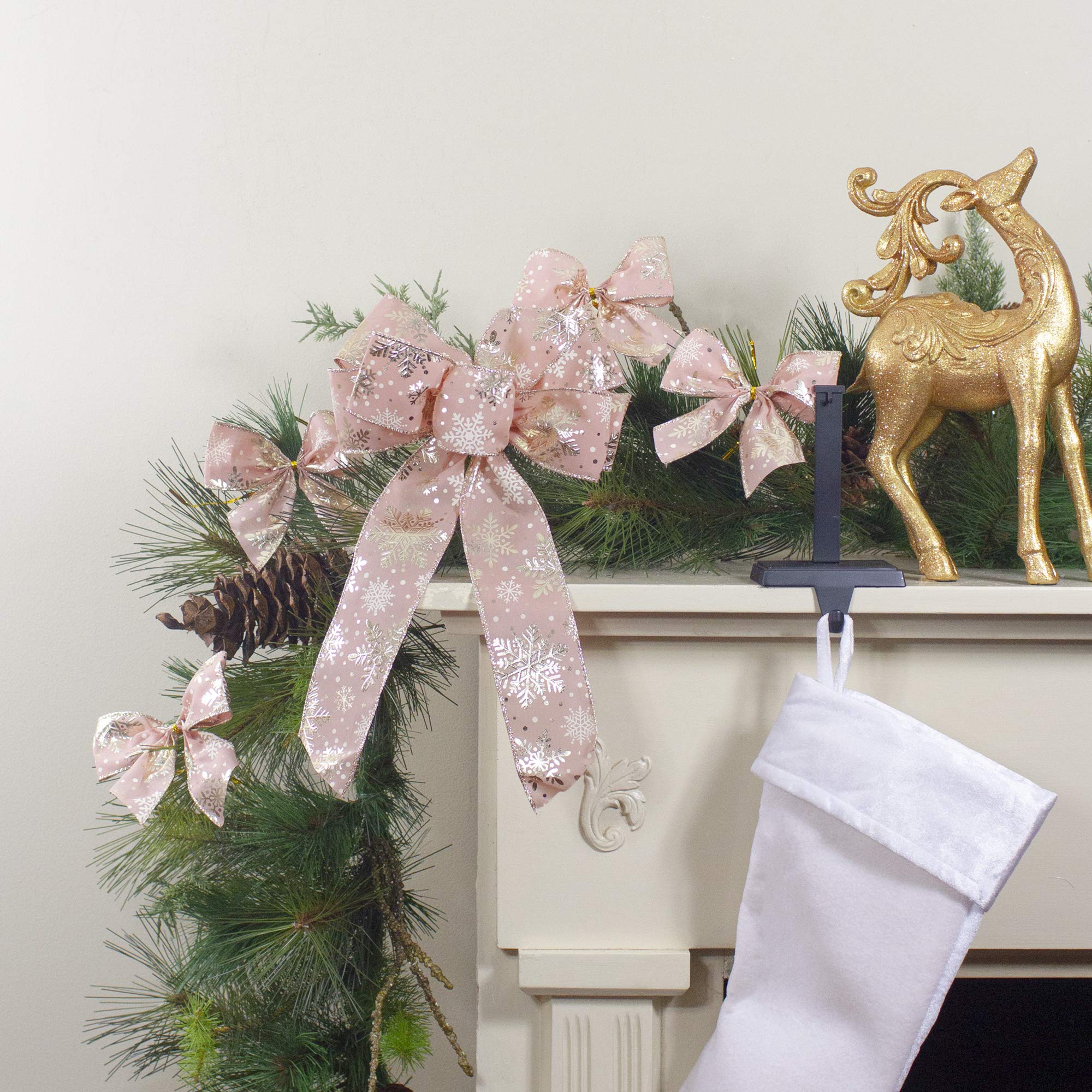 Northlight Snowflake 6 Loop Christmas Bow Decoration, Pink