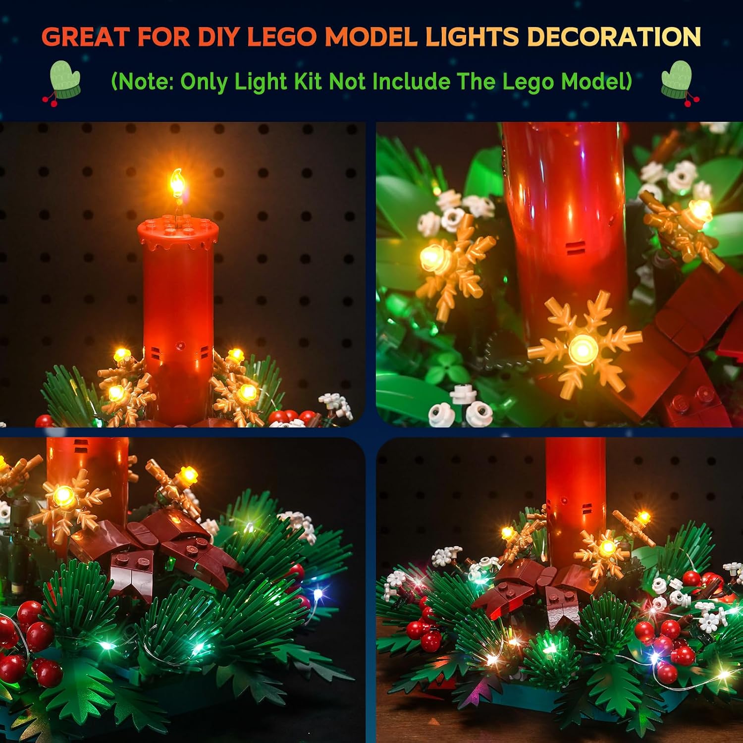 Upgraded Led Light Kit Compatible with Lego Christmas Table Decoration Building Set, Lights Decoration Compatible with Lego 40743 (Model Not Included)