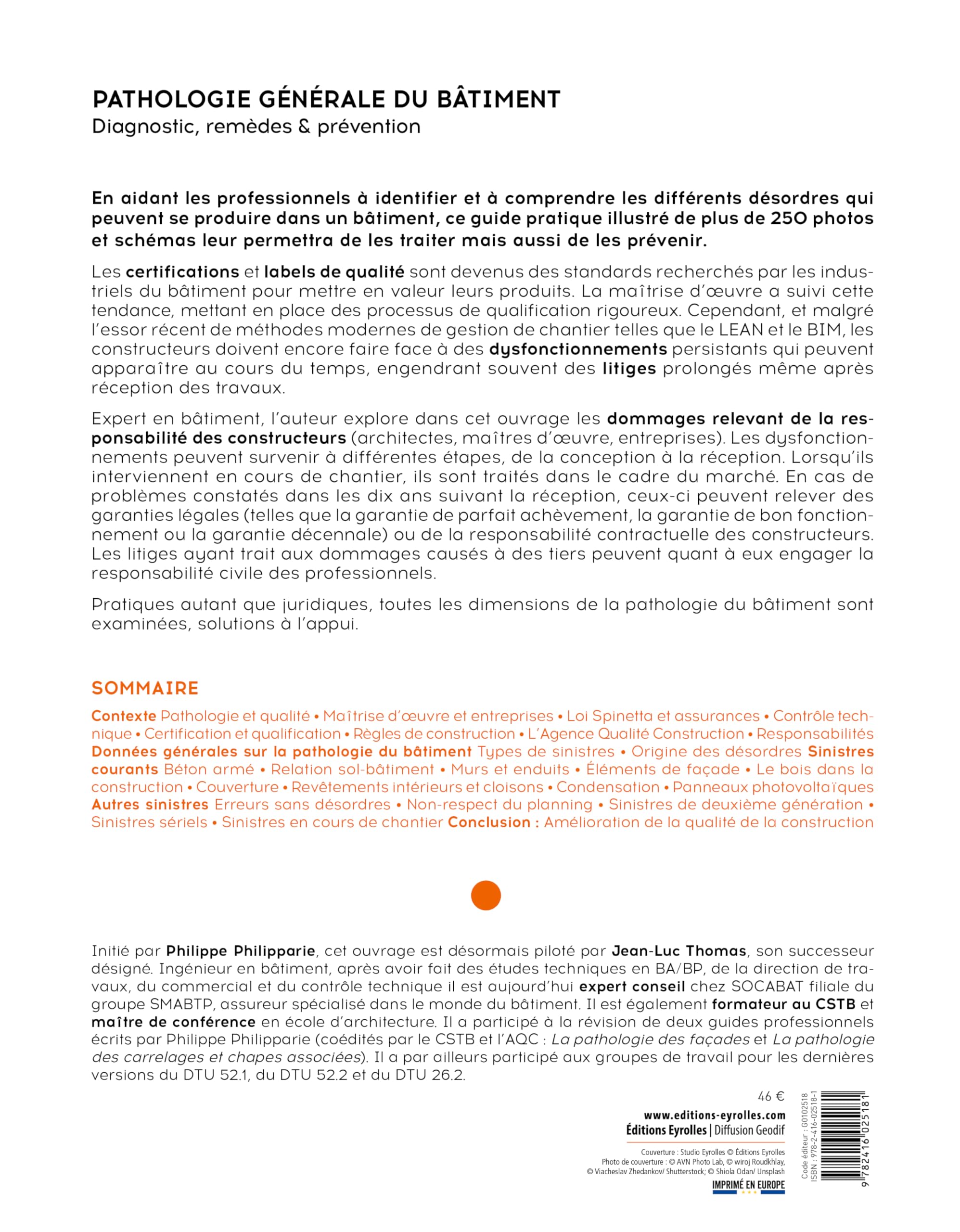 Pathologie générale du bâtiment: Diagnostic et remèdes, coûts et prévention
