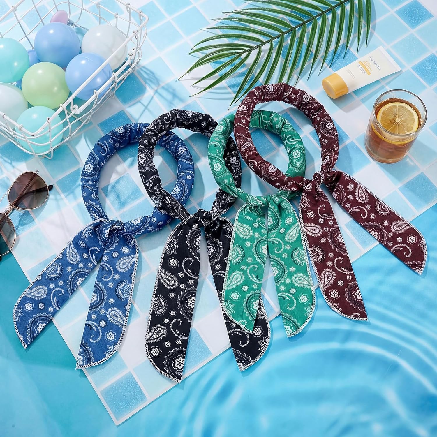 Cooling Neck Wraps Ice Wrap Scarf - Neck Bandana Cooler Paisley Collar Headband for Hot Weather Summer Outdoor