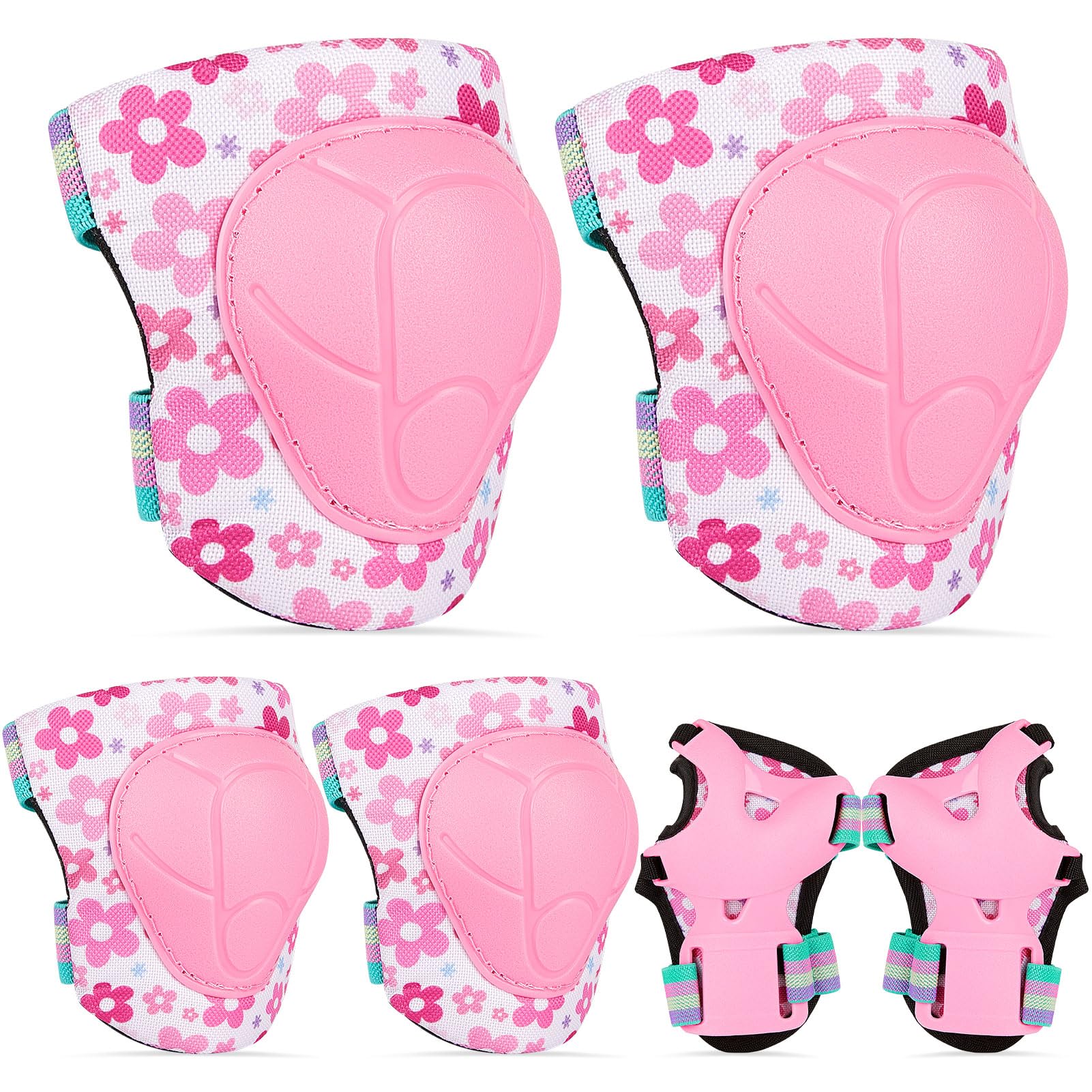 MHJY Genouillère Enfant Protection Roller Velo Fille Coudières Protège-Poignets Garçons Protege Genoux 7 en 1 pour Velo Skateboard Trotinette Patinage 3-8 Ans