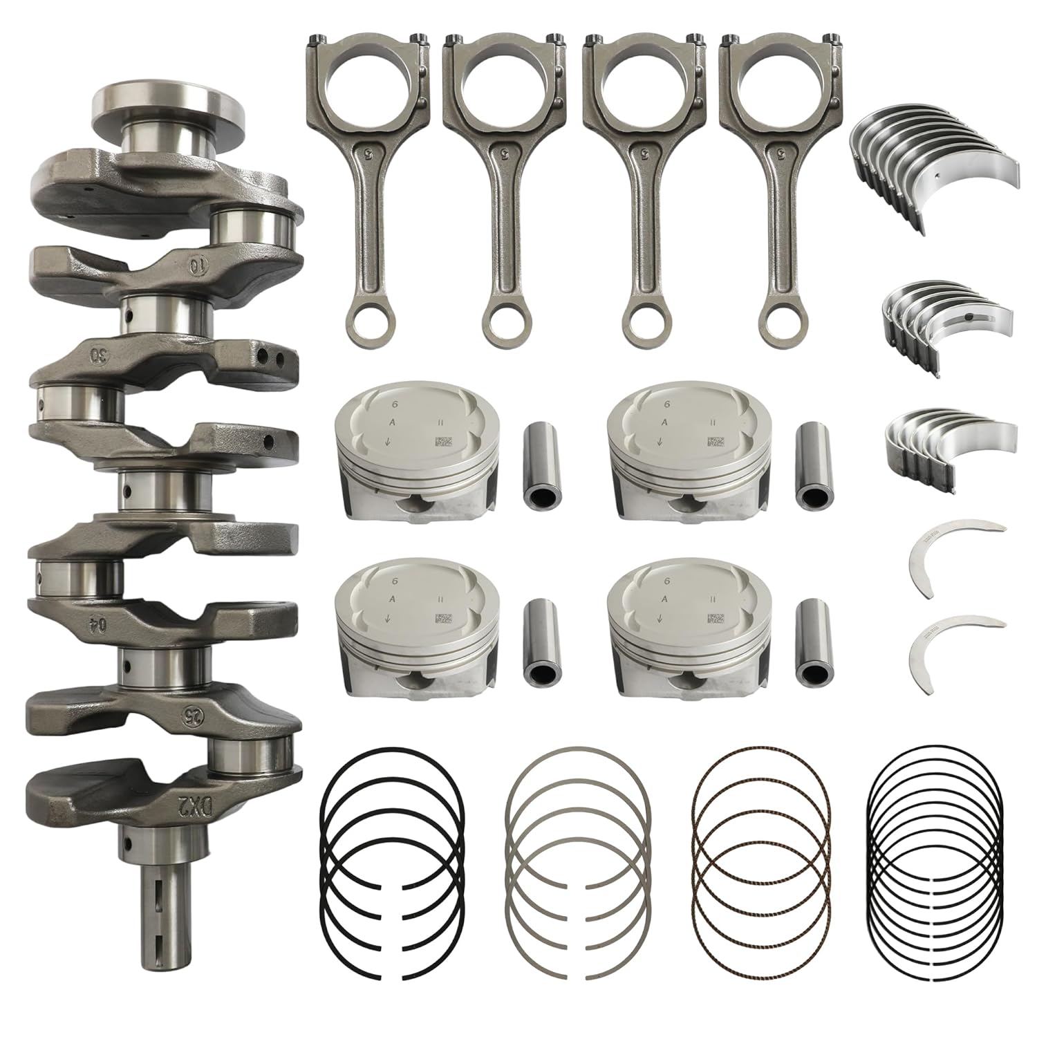 G4KE 2.4L Engine Overhaul Rebuild Kit Crankshaft & Connecting Rods Piston Kit Fit for Hyundai Kia Azera HG Grandeur TG Santa Fe Sonata Sportage Rondo Sorento 2.4L 2013-2019 23111-2G200 23111-2G230