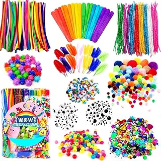 Arts and Crafts Supplies for Kids – DIY Projects Case Filled with Pom Pom Box Craft Kit Library, Beads, Buttons, Scissors,...