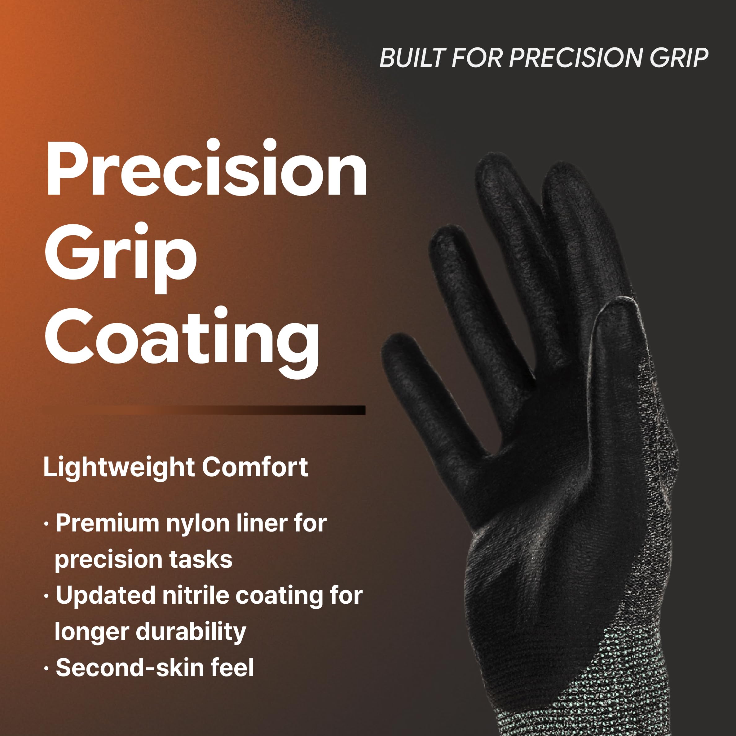 DEX FIT FN320 Gants de Travail Nylon Nitrile, Confort 3D Mains Nues, Légers & Flexibles, Grip Antidérapant, Compatibles Écran Tactile, Respirants & Lavables, Vert 8 (M) 3 paires - 3