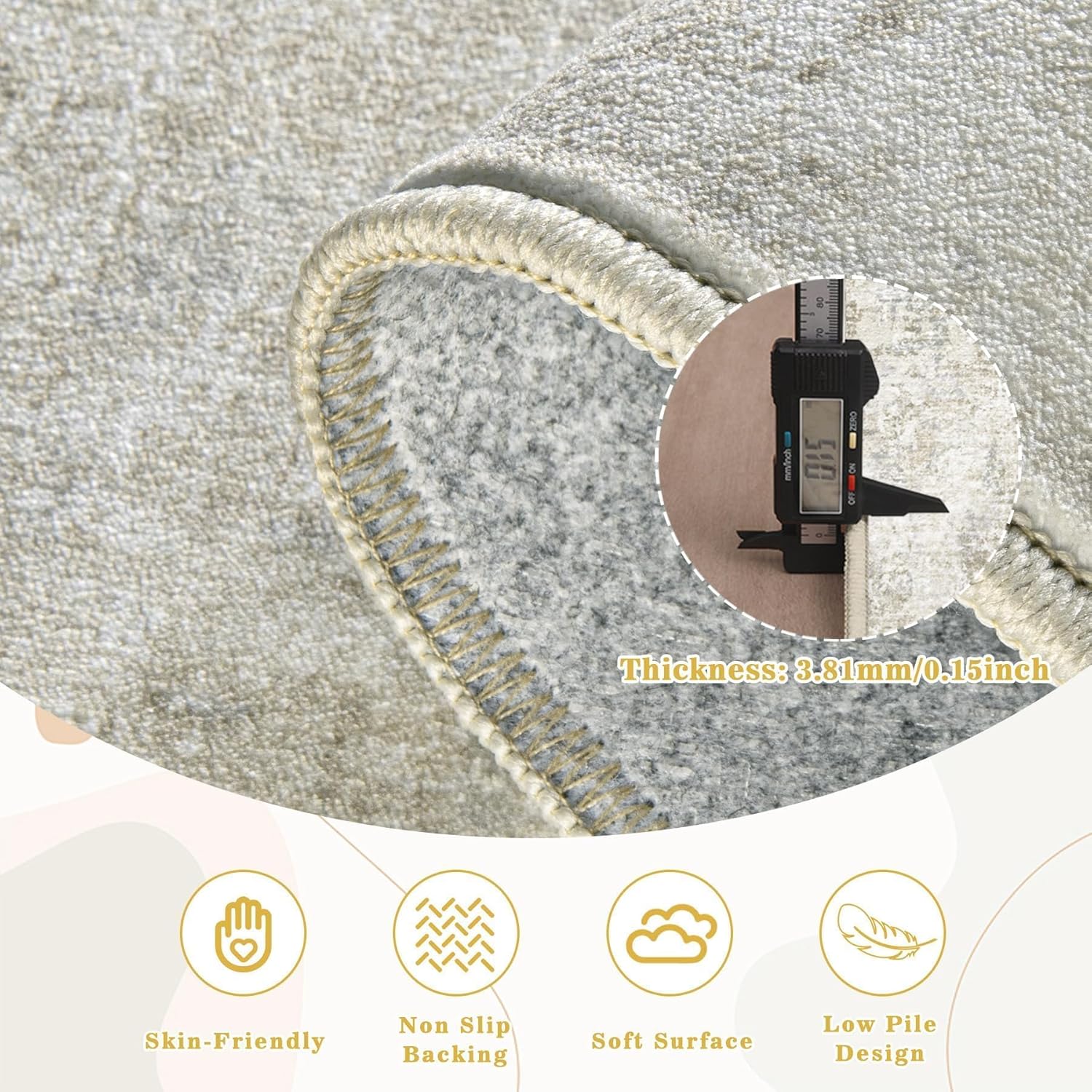 6x9 Washable Area Rug for Living Room: Modern Abstract Rugs Soft Non-Slip Low-Pile Indoor Floor Carpet for Bedroom, Dining Room, Nursery (BeigeBrownBlue, 6'x9')