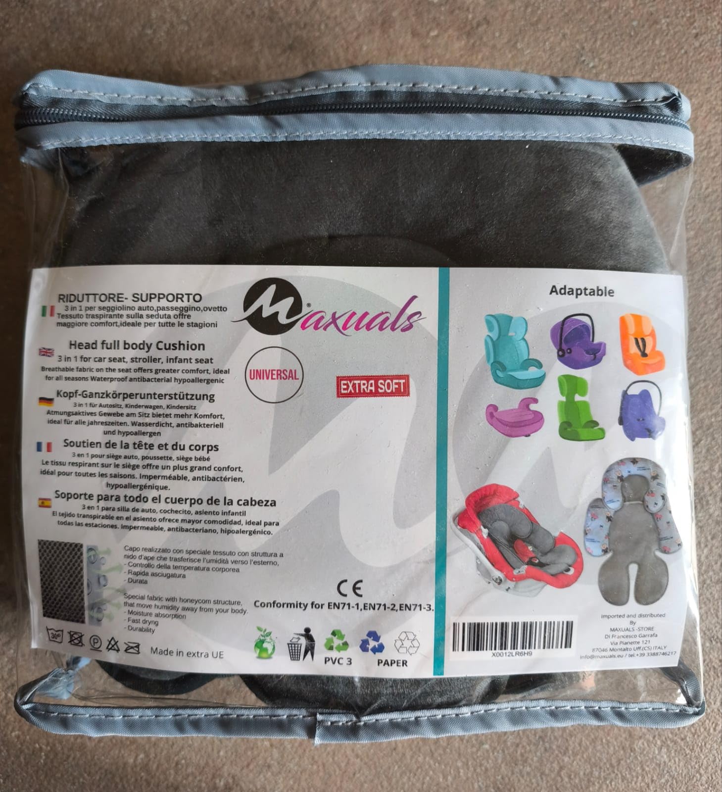 Riduttore Passeggino Universale Ovetto Neonato Cuscino Seggiolino Auto Culla Traspirante Leggero Protezione Testa Bimbo 0-12 Mesi