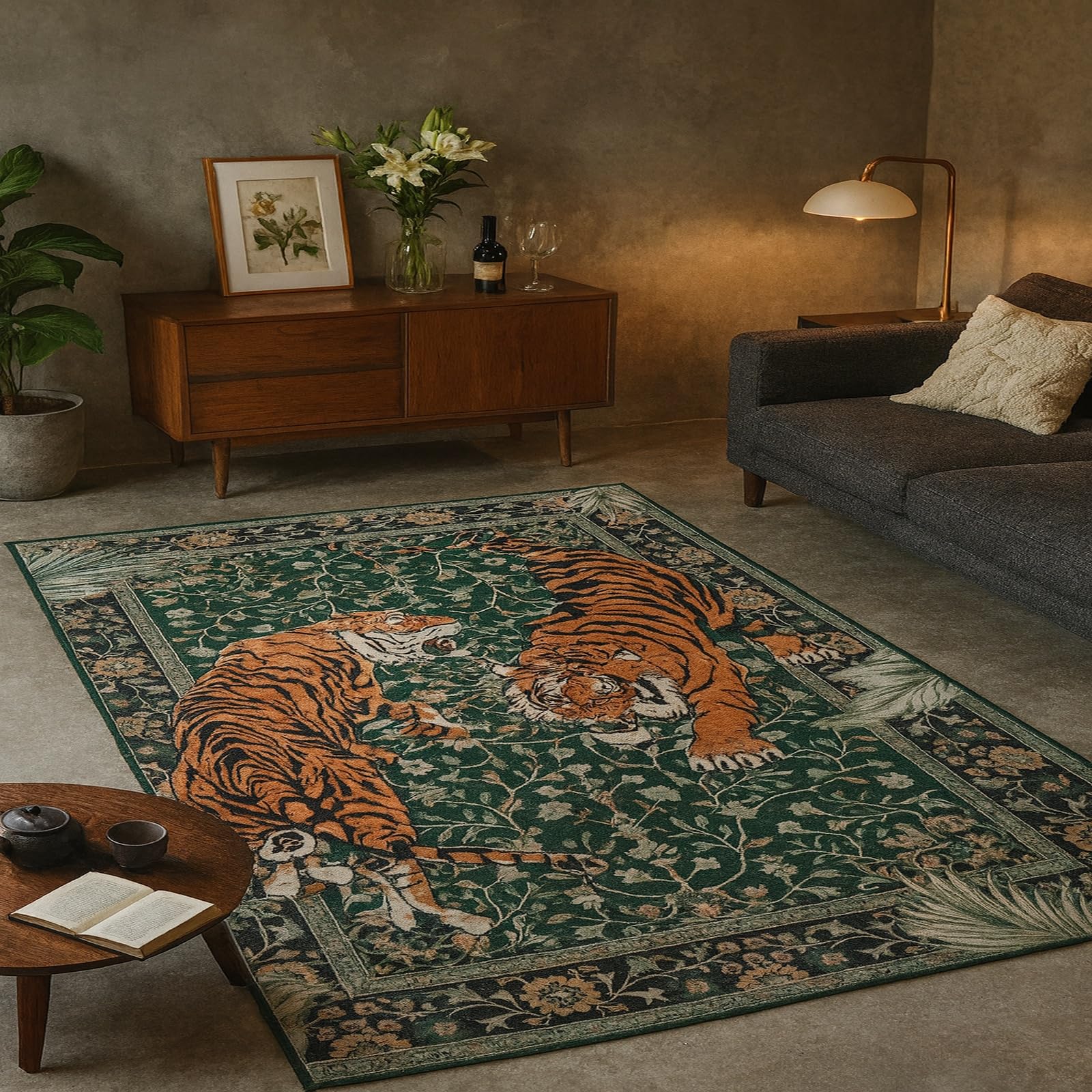 Moquette pour salon vert floral créez une ambiance cosy et traditionnelle