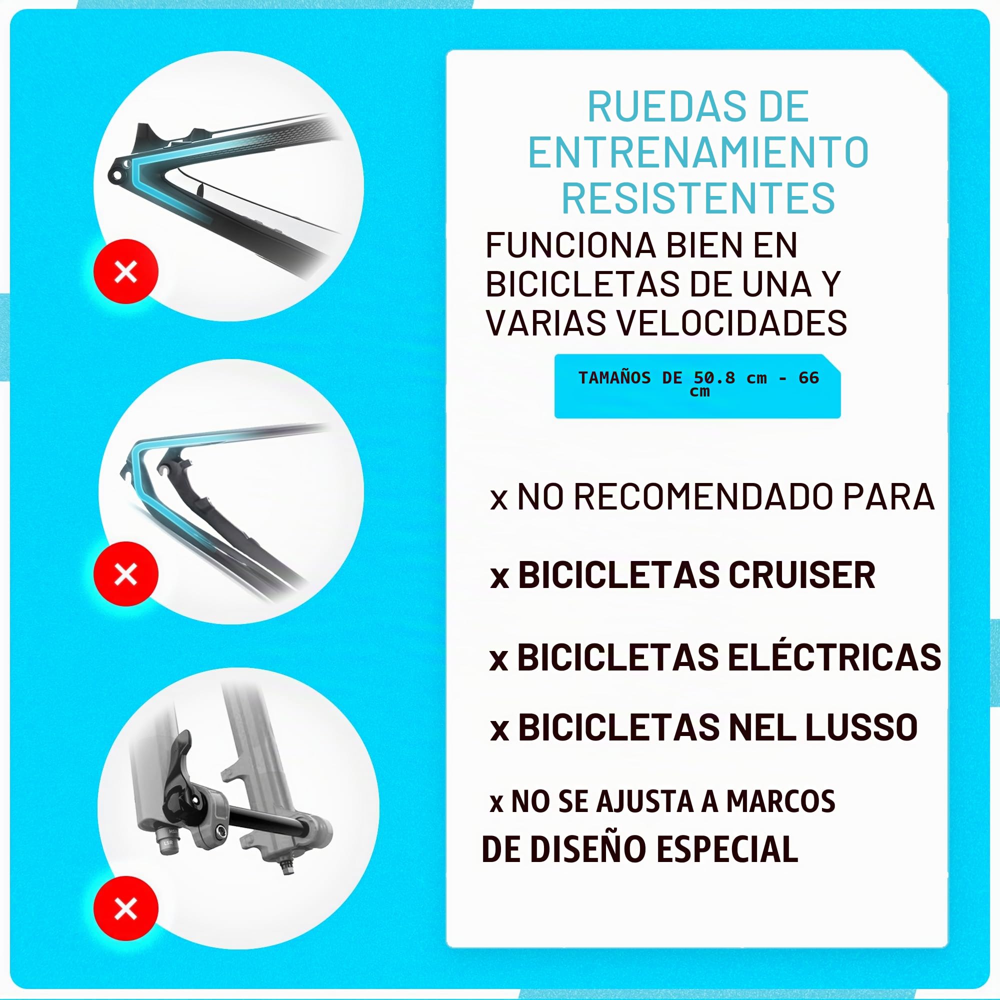 Rueda de entrenamiento ajustable resistente, se adapta a bicicletas de 24 a 29 pulgadas, perfecta para aprendizaje y apoyo de equilibrio, ayuda de aprendizaje de bicicleta, soporta hasta 200 libras |