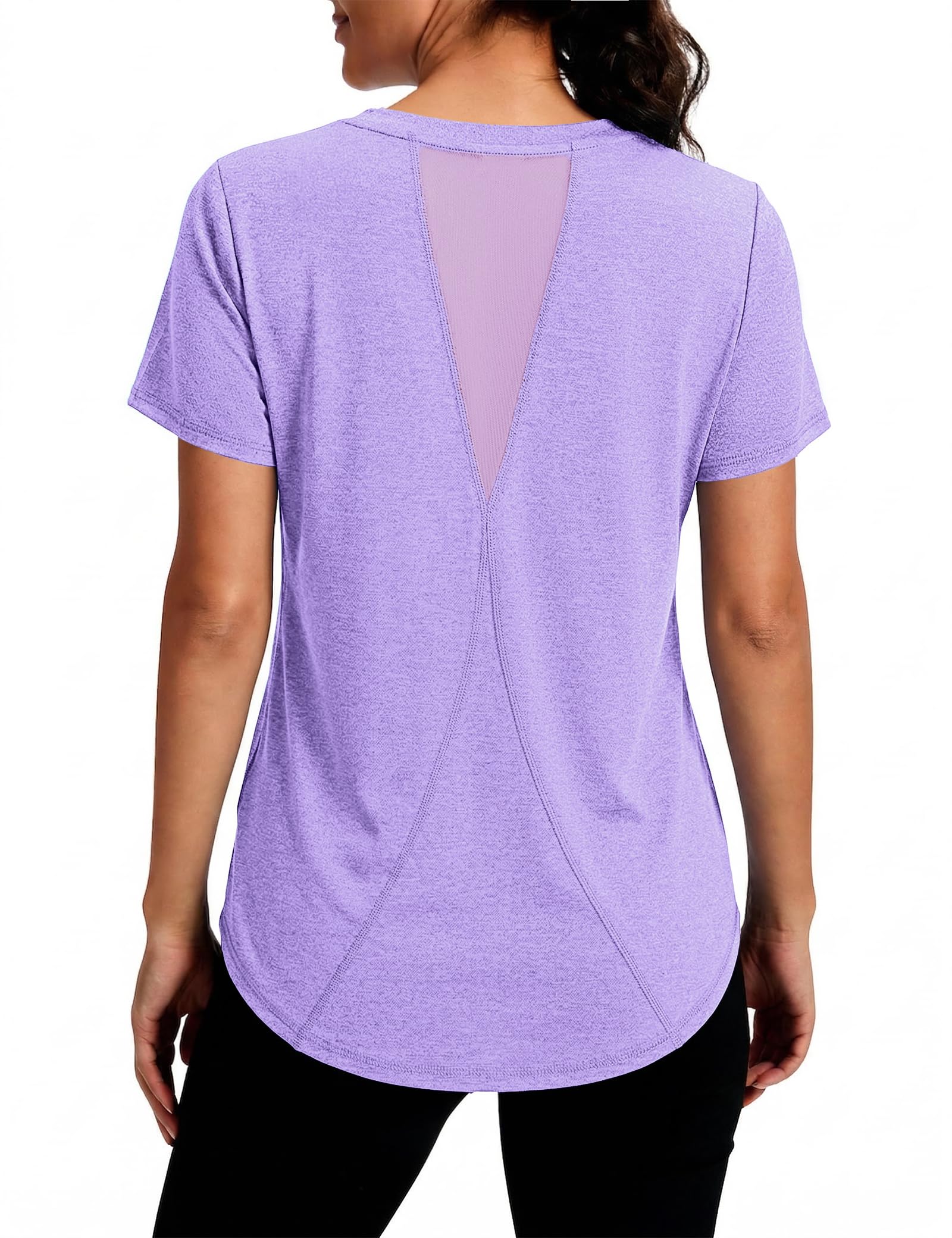 Gyabnw Sportshirt Damen Kurzarm Atmungsaktiv Funktionshirt Fitness Shirt Rundhals Sport TopLaufshirt Yoga UV Shirt