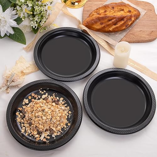 Miniatura 7 de WELLIFE Platos de plástico negro de 9 pulgadas  150 unidades para fiesta, platos de cena desechables de plástico para Halloween, pícnic, barbacoa