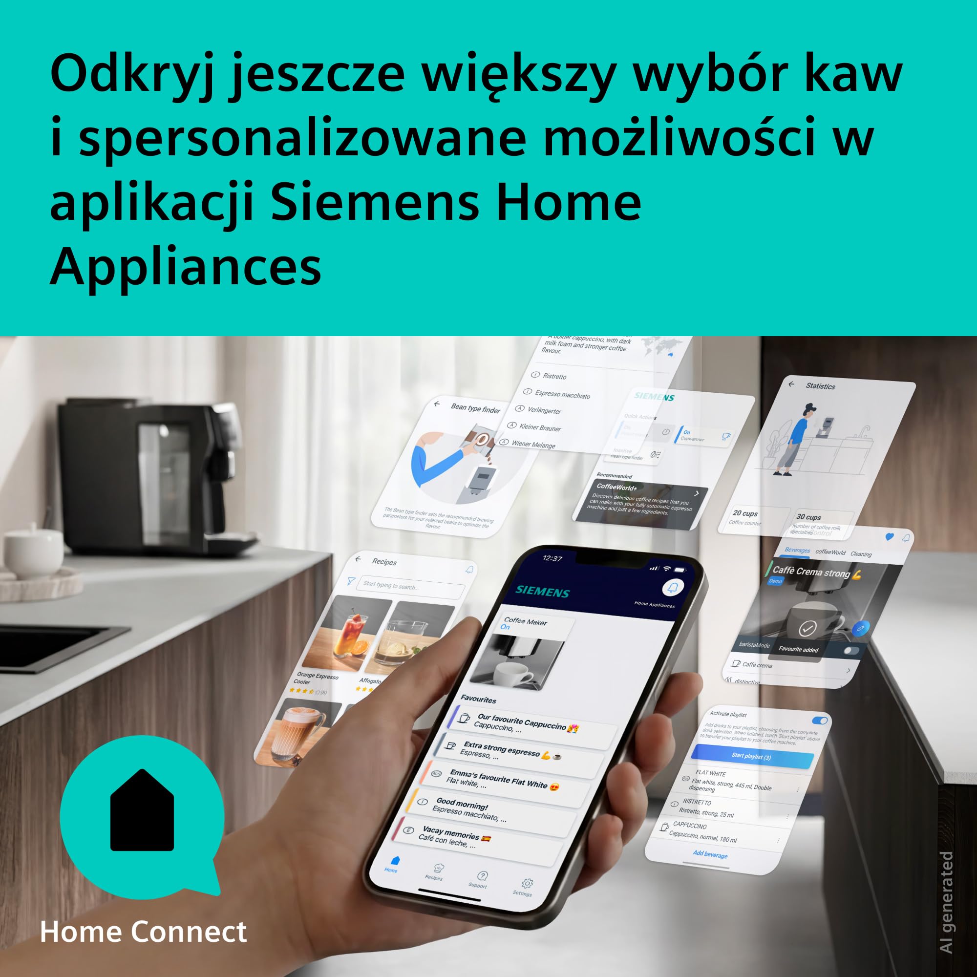 Siemens EQ600 iAroma, automatyczny ekspres do kawy z młynkiem i ekranem dotykowym, do kaw i napojów mlecznych do 480 ml, czarny, TP601E09