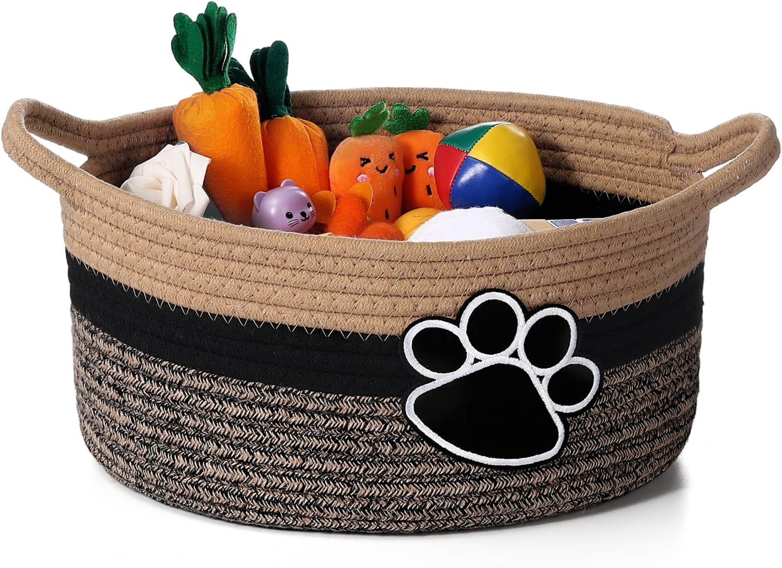 Cute Dog Basket Cat Basket Storage with Handles Decorative Basket for Christmas Dog Gift 11.8 x 11.81 x 5.91 Inch(Brown)