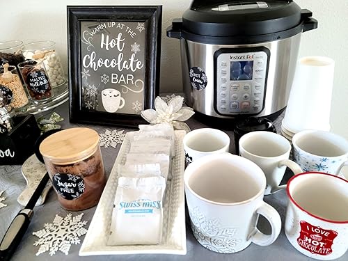 Miniatura 4 de Kit de estación de barra de chocolate caliente, 36 etiquetas + letrero de papel de 8 x 10 pulgadas, calcomanías de 2.5 pulgadas, etiquetas de