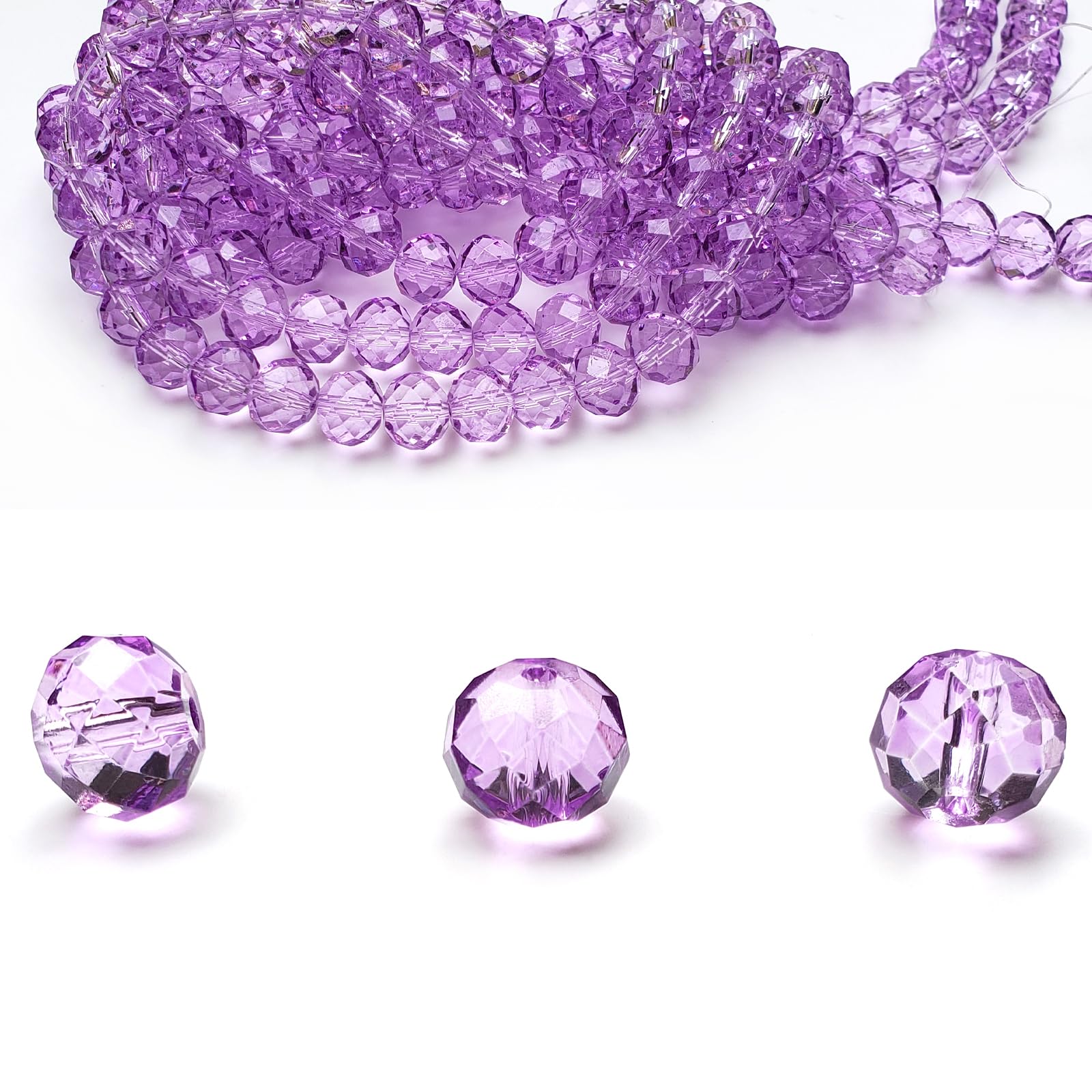 6mm Rondelle Glass Beads for Jewelry Making, Faceted Briolette Crytal Spacer Beads for Bracelet Necklace Earring, Crystal Violet 720pcs
