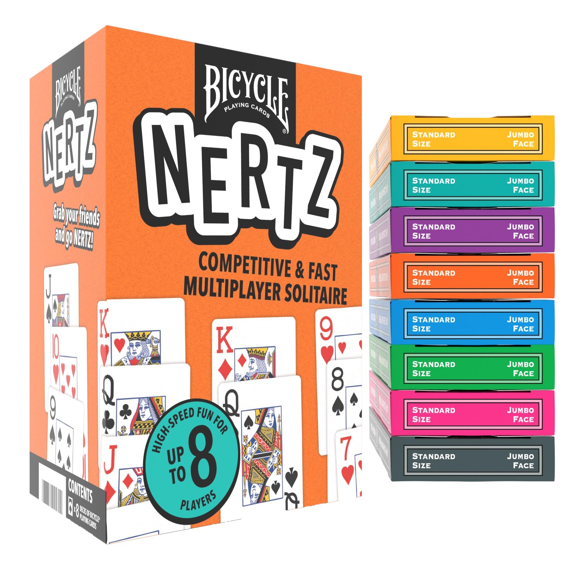 Bicycle Nertz Playing Card Game, Multiplayer Solitaire (Up to 8 Players)