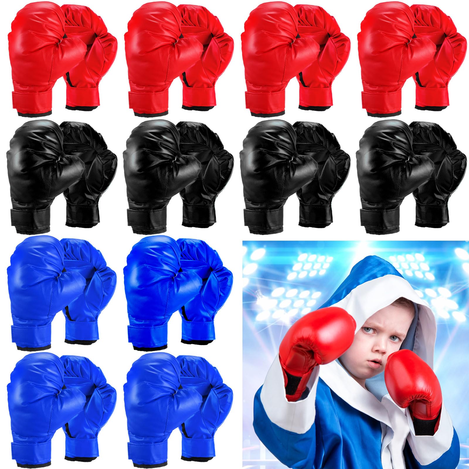 12 Pairs Boxing Gloves for Kids Punching Gloves Sparring Gloves Shockproof Leather Punching Mitts for Beginners Youth Safe Training Playing Kickboxing Heavy Bag Punching Bag