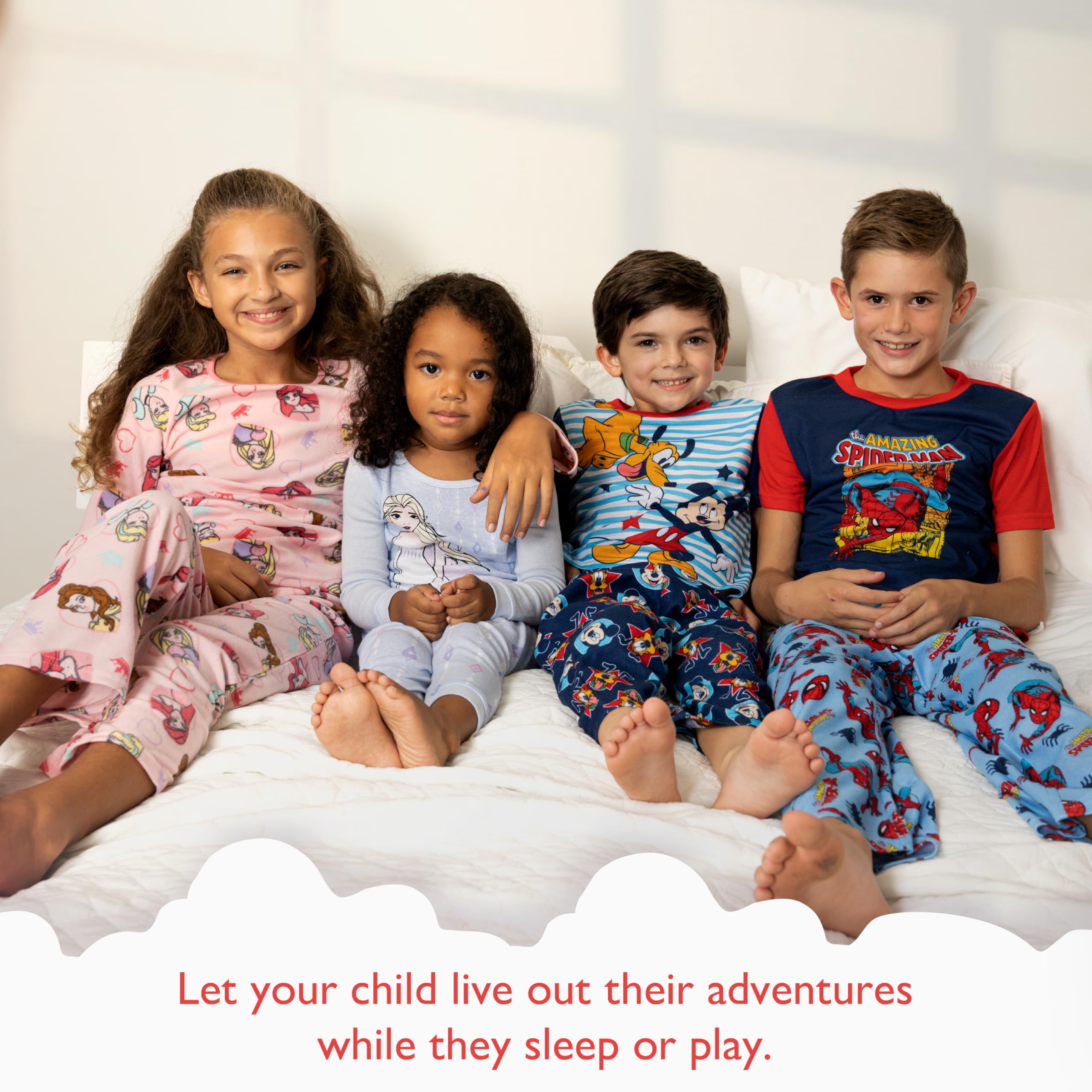 Disney Boys' 4-Piece Snug-fit Cotton Pajama Set, Soft & Cute for Kids
