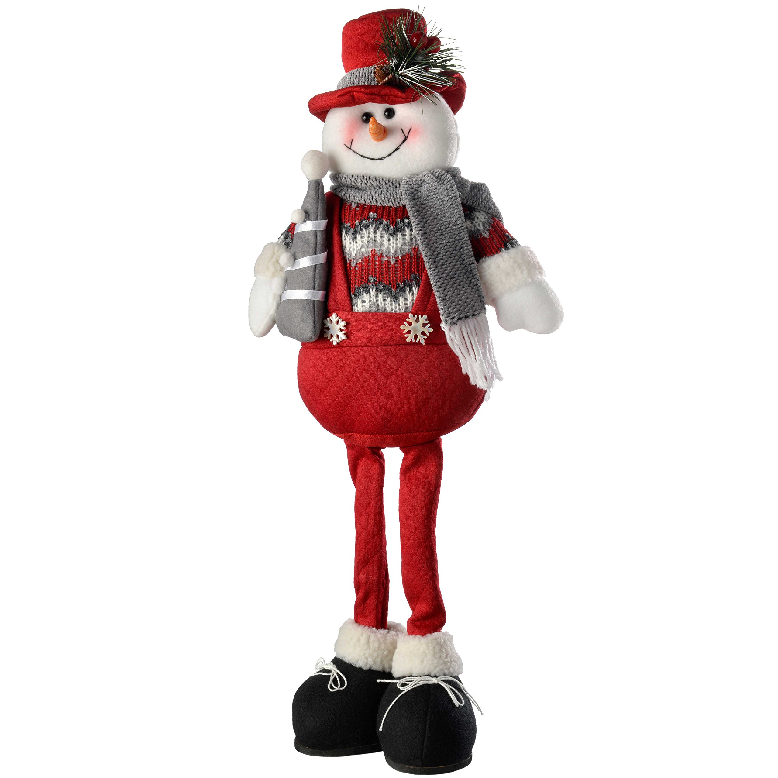 WeRChristmas Figurine de Père Noël Bonhomme de Neige Décorations de Noël, 51 cm – Rouge/Gris, Lot de 2