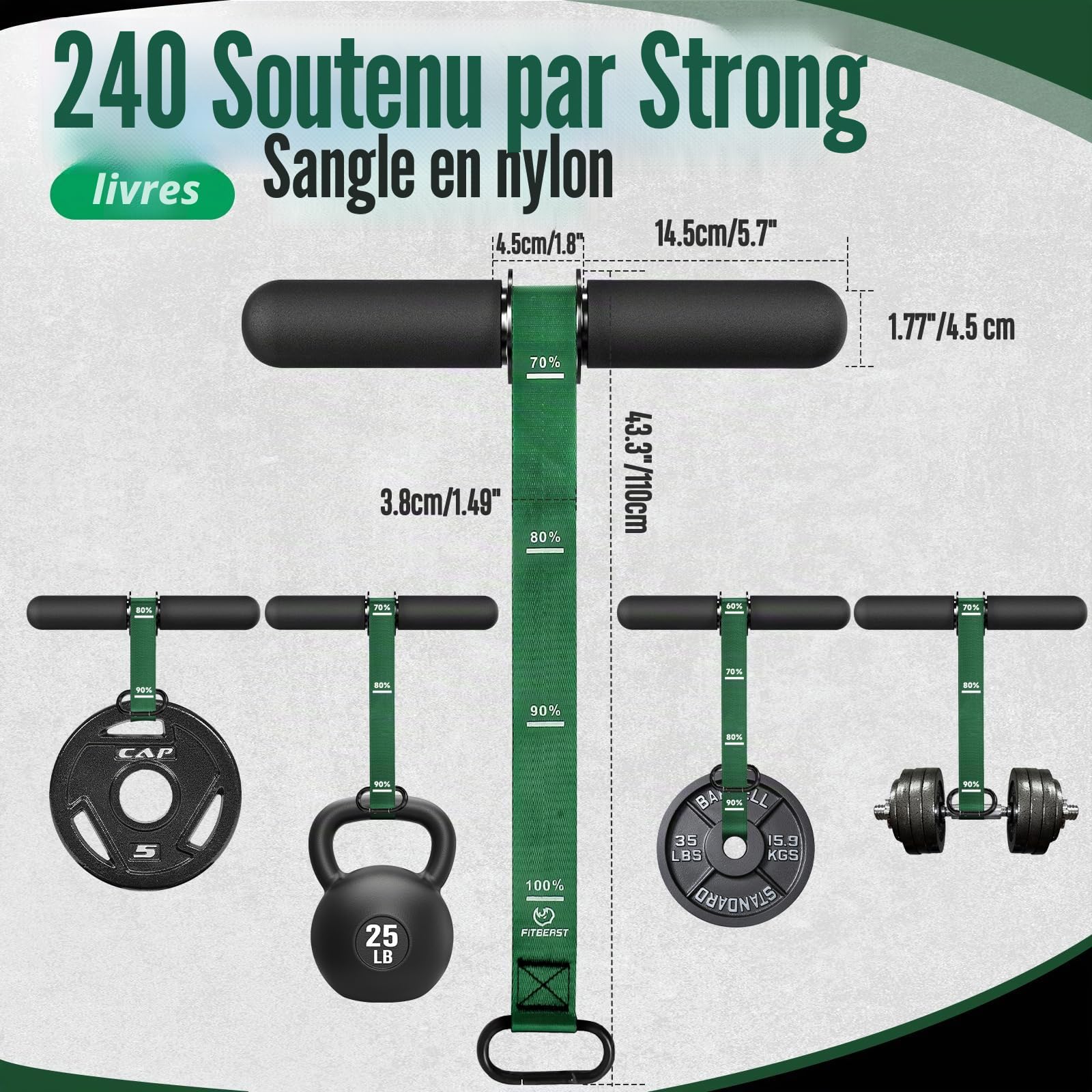 FitBeast Fortifiant pour avant-bras et rouleau de poignet avec poignée épaisse, entraîneur de force d'avant-bras avec sangle réglable – Idéal pour la force de préhension,